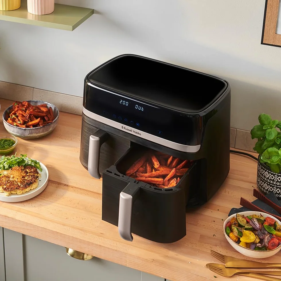 Russell Hobbs freidora de aire doble cesta 9L 2800W 200°C 9 programas Rapid Air táctil Satisfry 27681-56