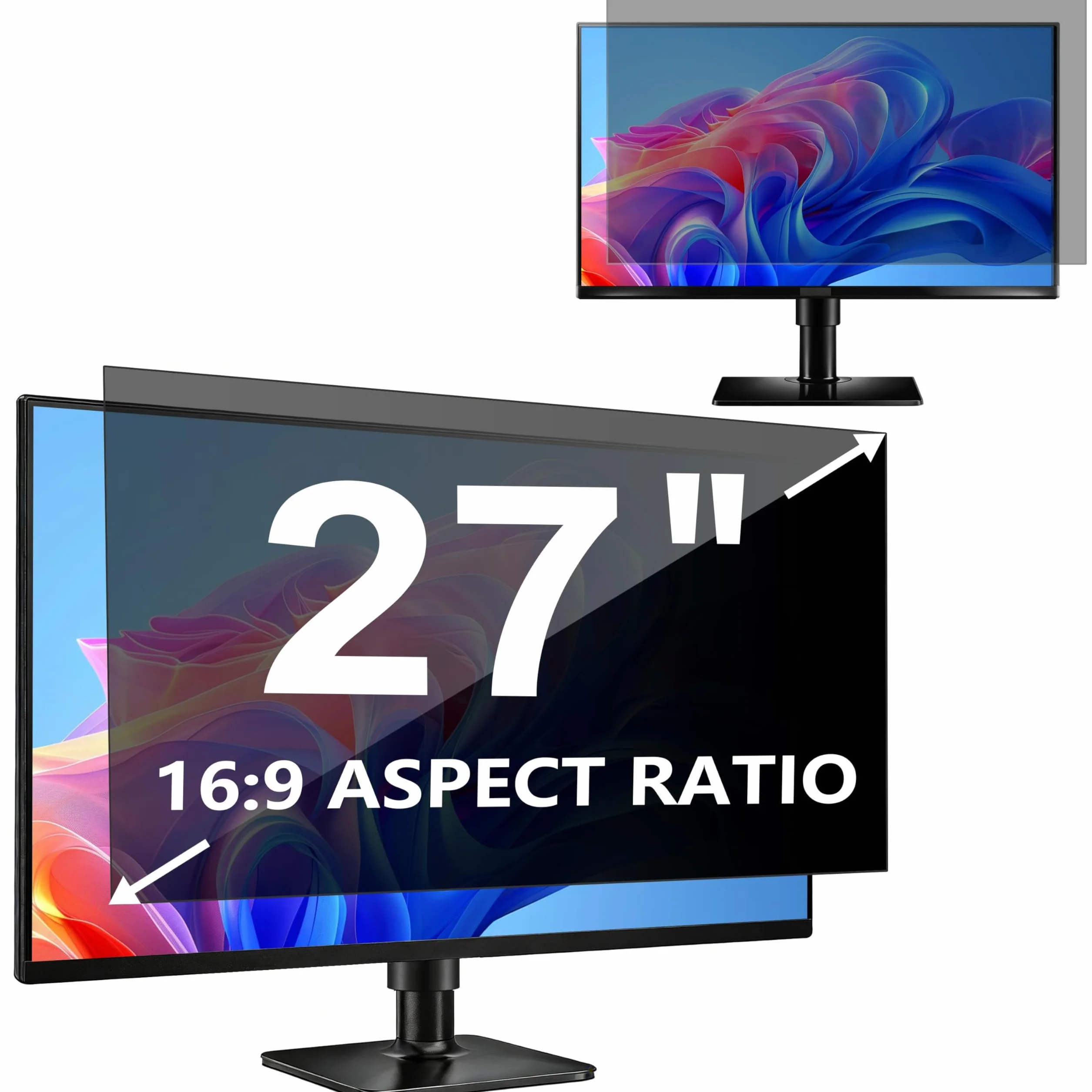 Protector de pantalla de 27 pulgadas para monitor de 16:9 (59,8 x 33,7 cm) | Filtro de privacidad para monitor de ordenador extraíble de 27 pulgadas con protección antideslumbrante y bloque de luz azul