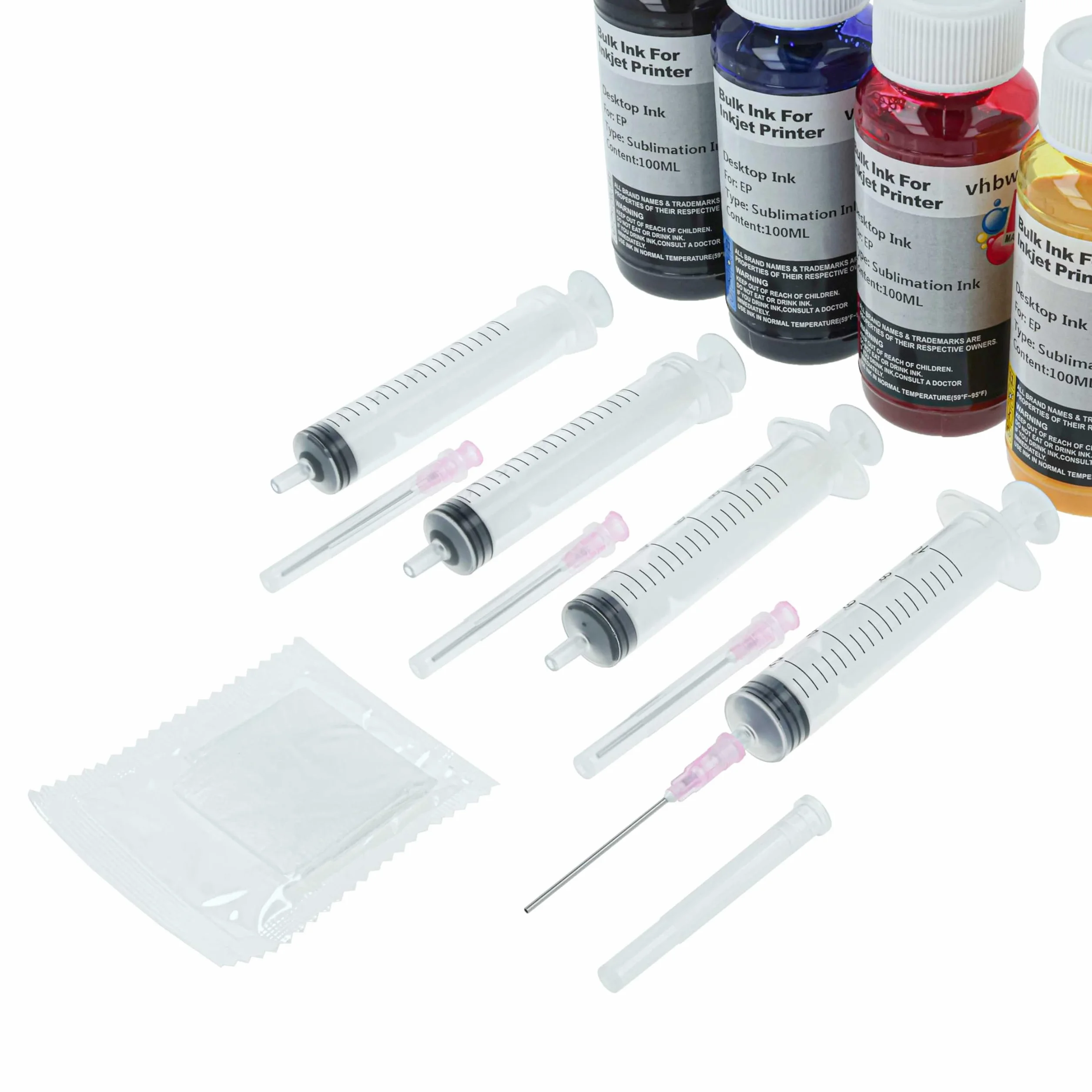 vhbw 4X Tinta de sublimación Compatible con Ricoh Aficio GX E3300N Impresora de sublimación - Set de Recarga, Cian, Magenta, Yellow, Negro, 100ml