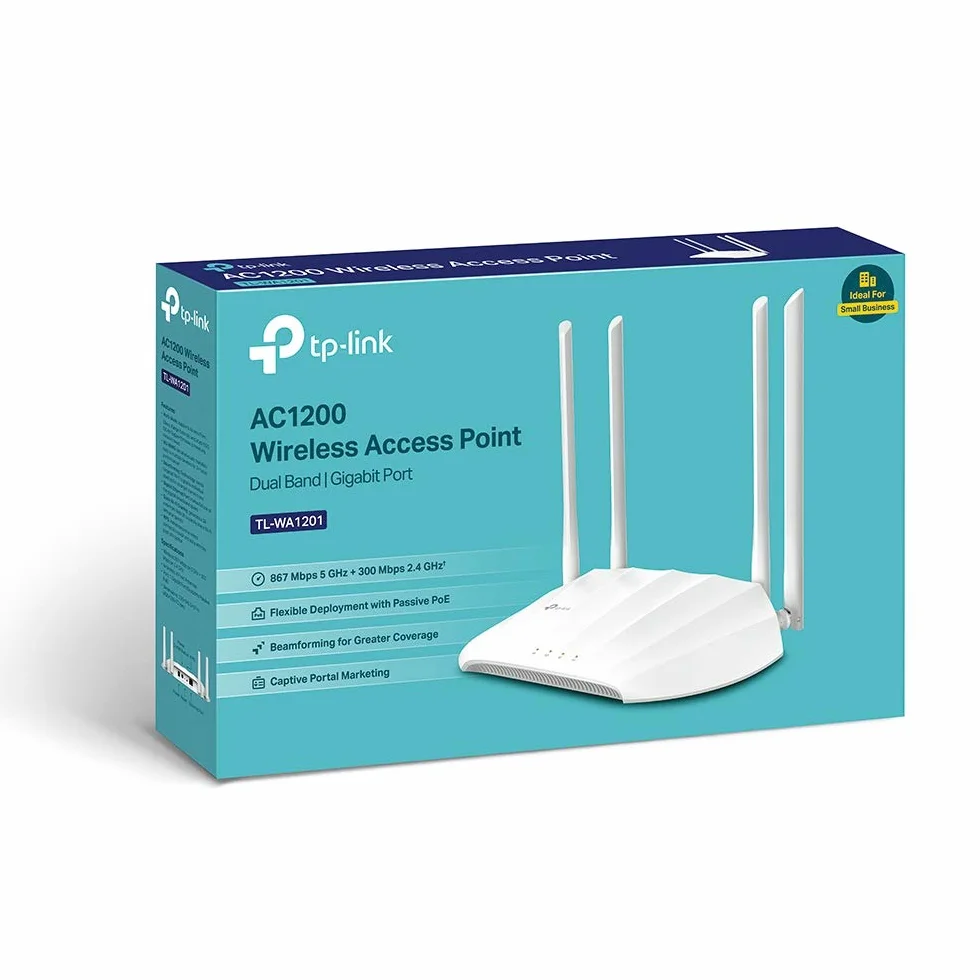 TP-Link TL-WA1201 Access Point Dual Band AC1200, Supports Passive PoE, Supports Access Point, Range Extender, Multi-SSID, and Client Modes, Boosted Coverage