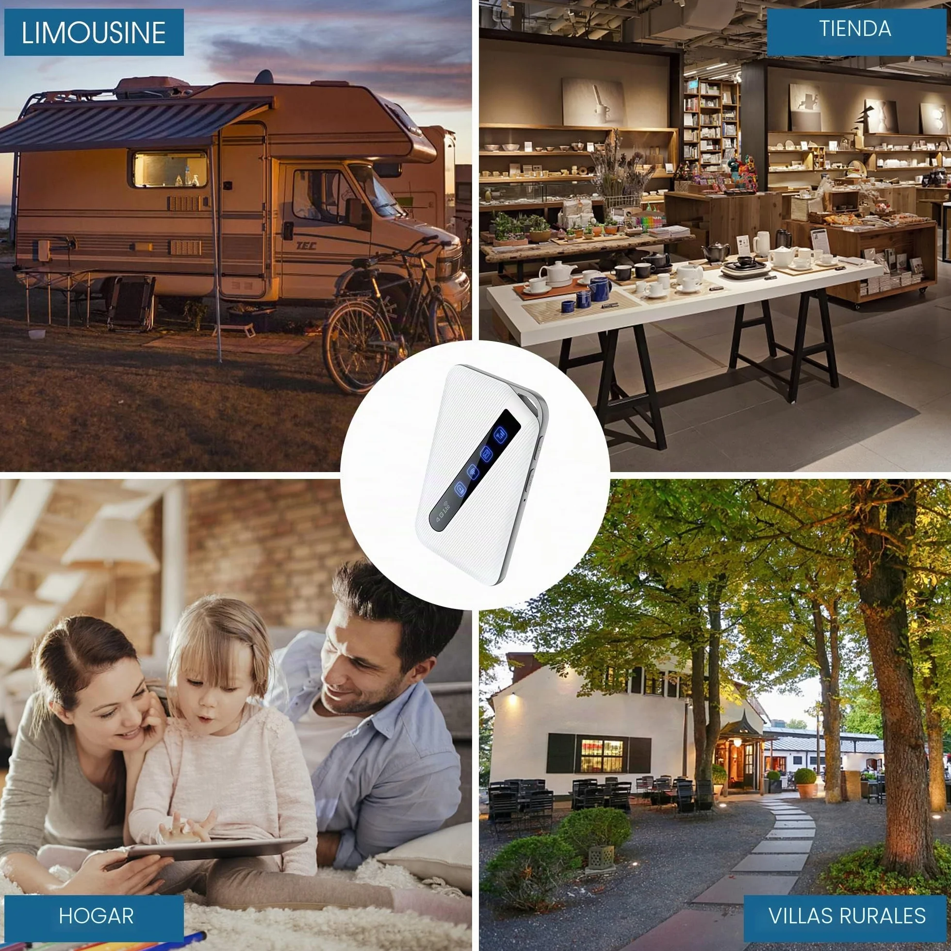 Mobile WiFi portátil Hotspot 4G LTE Sim Router 150 Mbps, batería Recargable de 3000 mAh, módem Wi-Fi USB inalámbrico, sin configuración, para Viajes y en el Trabajo. No navegar, editar APN