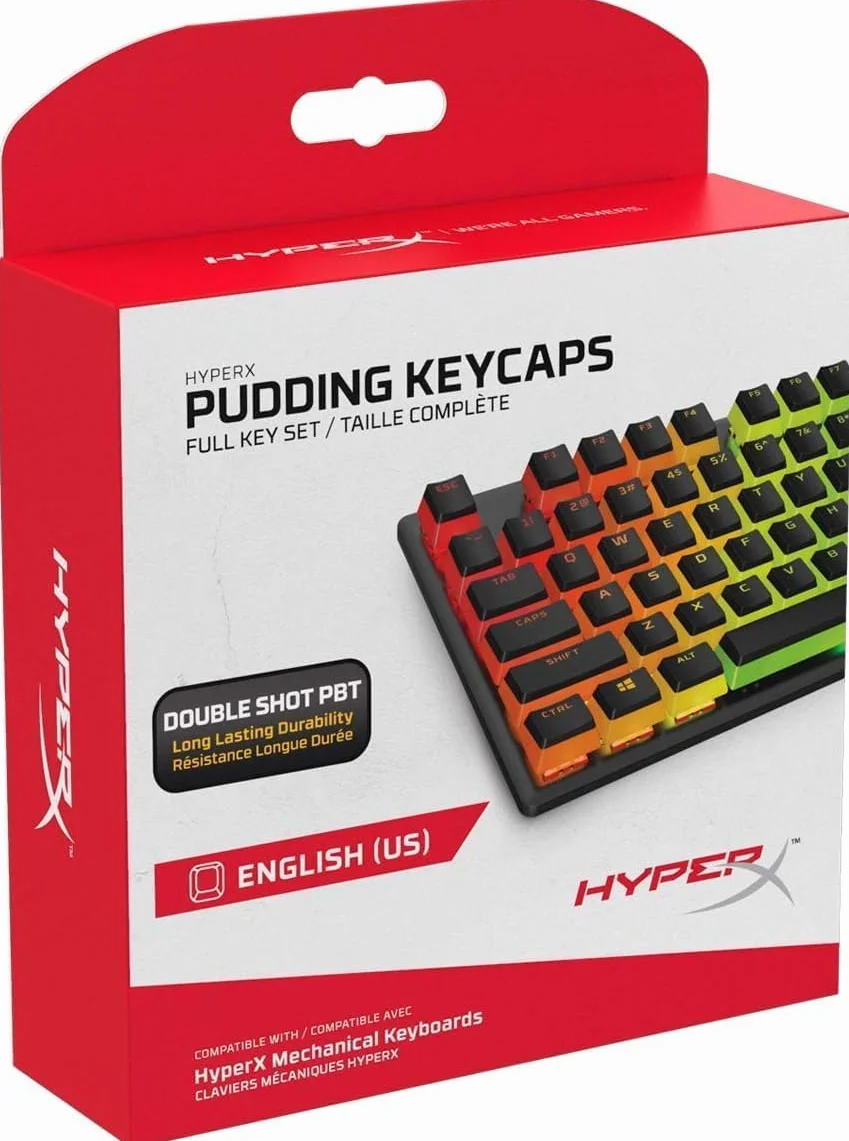 HyperX Pudding Keycaps — Juego completo de llaves — PBT — {Black