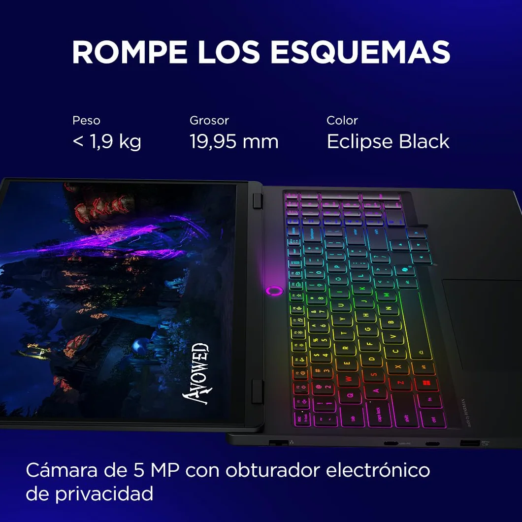 Lenovo Legion 5 Gen 10 - Portátil Gaming IA 15.1" OLED (Intel Core i7-13650HX, NVIDIA GeForce RTX 5060, 32GB RAM, 1TB SSD, 165Hz, Wi-Fi7, Sin Sistema Operativo) QWERTY RGB 24 Zonas Español - Negro