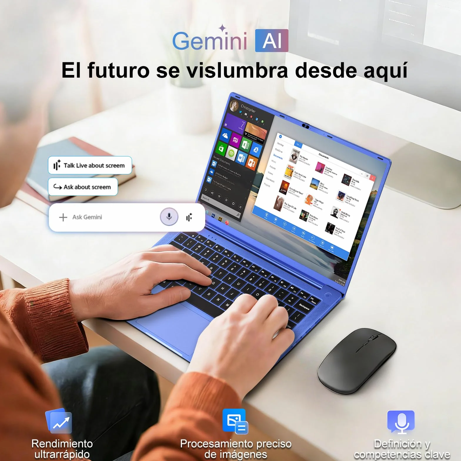 Ordenador Portátil 14 Pulgadas Celeron N5095 Upto 2,9 GHz Portatiles 8GB RAM 256GB SSD TF 1TB LPDDR4 Win11 5G WiFi 1920*1080 FHD mini HDMl Laptop Película Protectora Español - Morado Cuerpo Metálico5