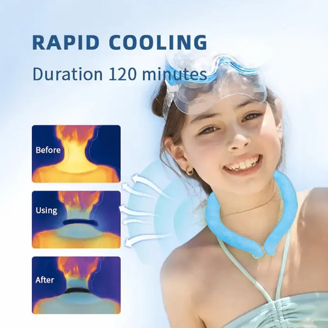 Tubo de enfriamiento para el cuello, envolturas de cuello reutilizables para el calor del verano, la refrigeración comienza a 28 °C, alivio de sofocos y fiebre, banda inteligente para el cuello para