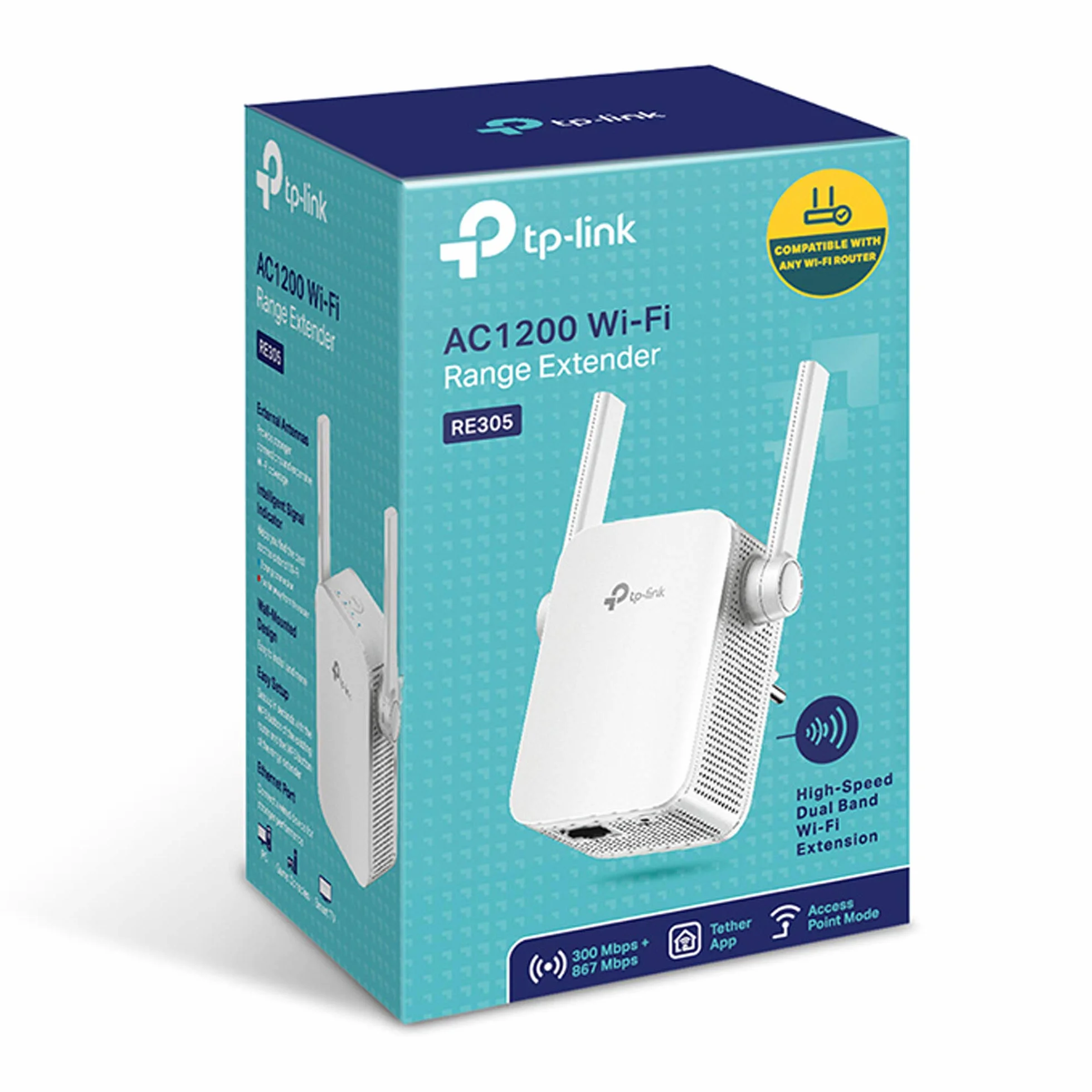 TP-Link RE305 Repetidor WiFi AC1200 Doble Banda 5 GHz 2.4 GHz Amplificador Extensor Modo AP WPS Puerto Ethernet Blanco
