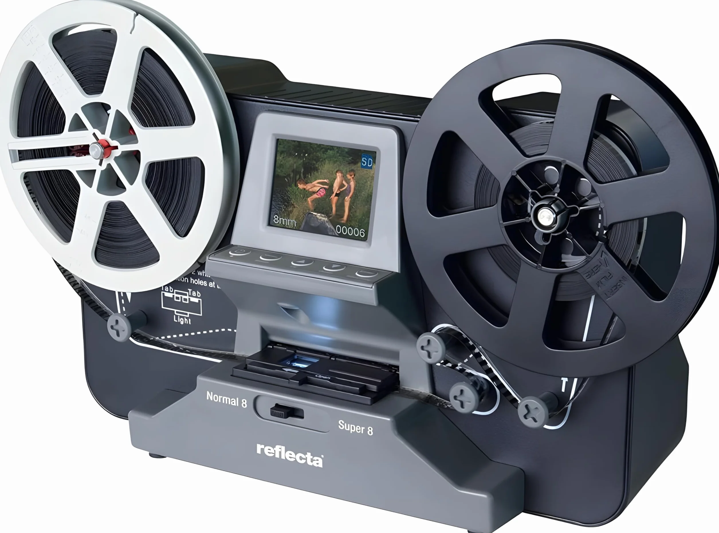 Reflecta Escáner de Película Super 8 y Normal 8: Sensor CMOS 3.53MP, Resolución 1440x1080p a 20fps, Pantalla LCD 2.4'', Corrección de Exposición Auto/Manual, USB 2.0, Digitalización HD MP4