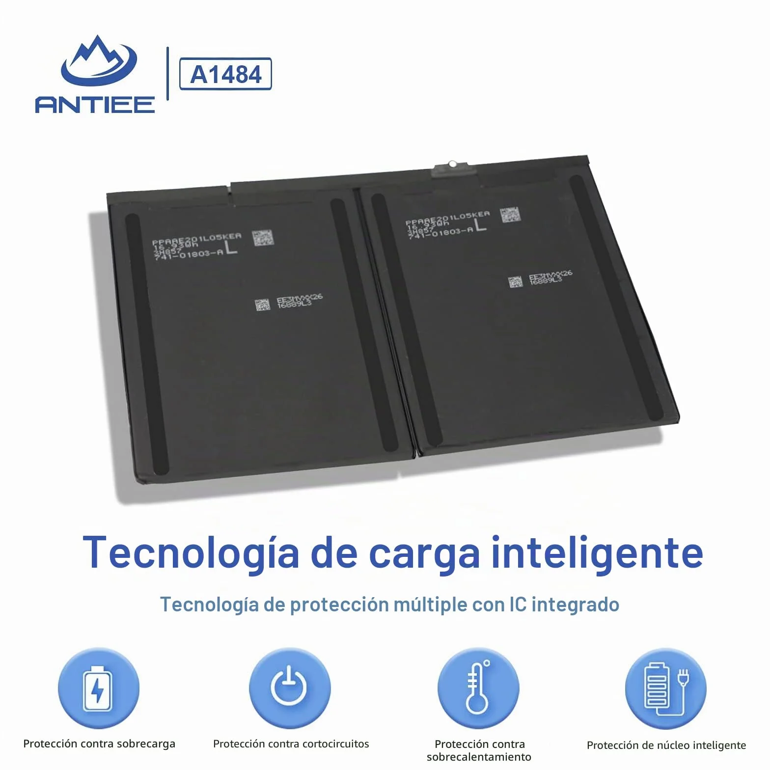 A1484 - Batería de Repuesto Compatible con iPad 2017, A1822, A1823, | iPad 2018, A1893, A1954, iPad Air A1474, A1475, A1476, MD785LL/A MD786LL/A MD787LL/A A MD785 ANTIEE 8827mAh 32.9Wh