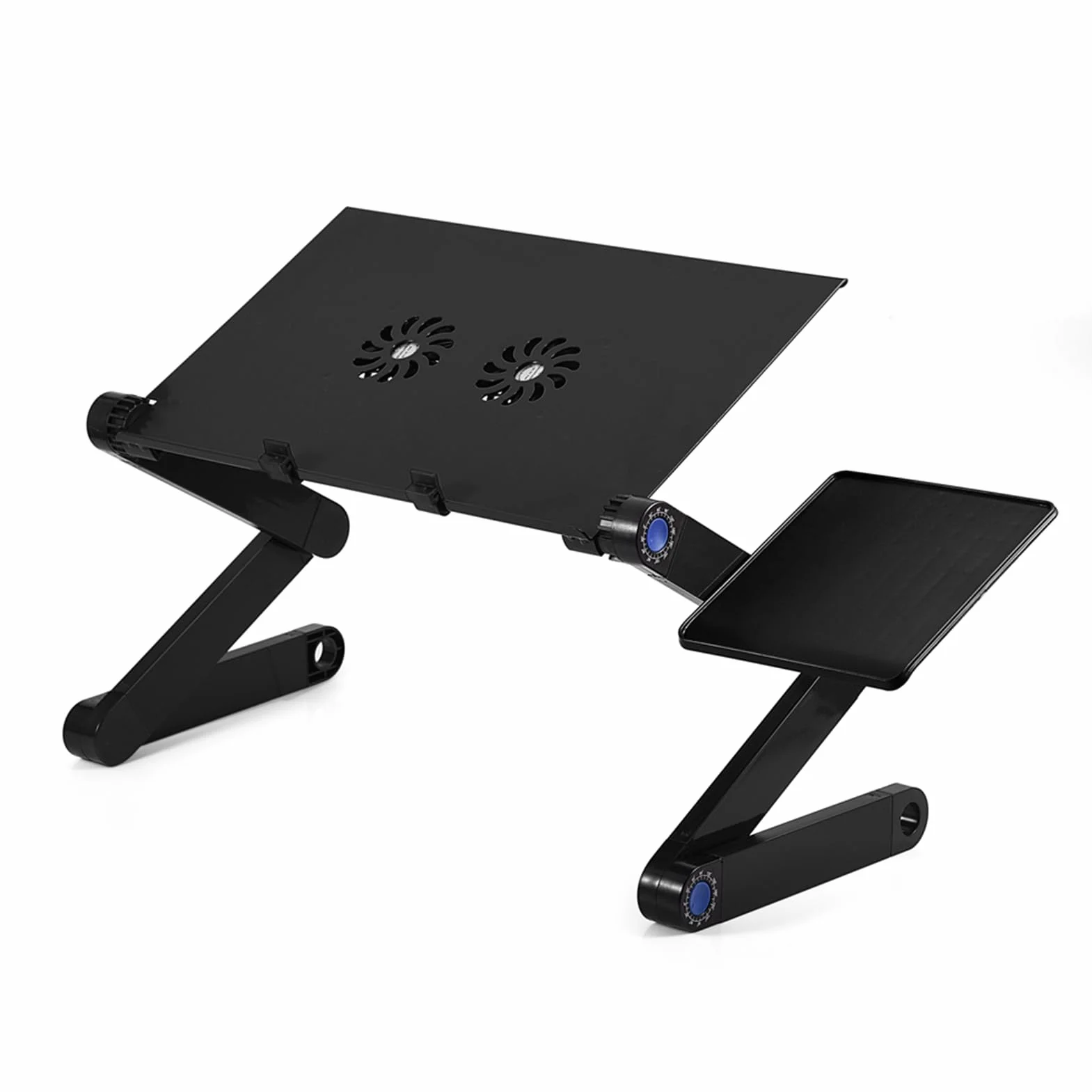 Soporte para Portátil Ajustable 360°, Mesa Plegable de Aleación de Aluminio, con 2 Ventiladores, Carga Máxima 15 kg, Negro