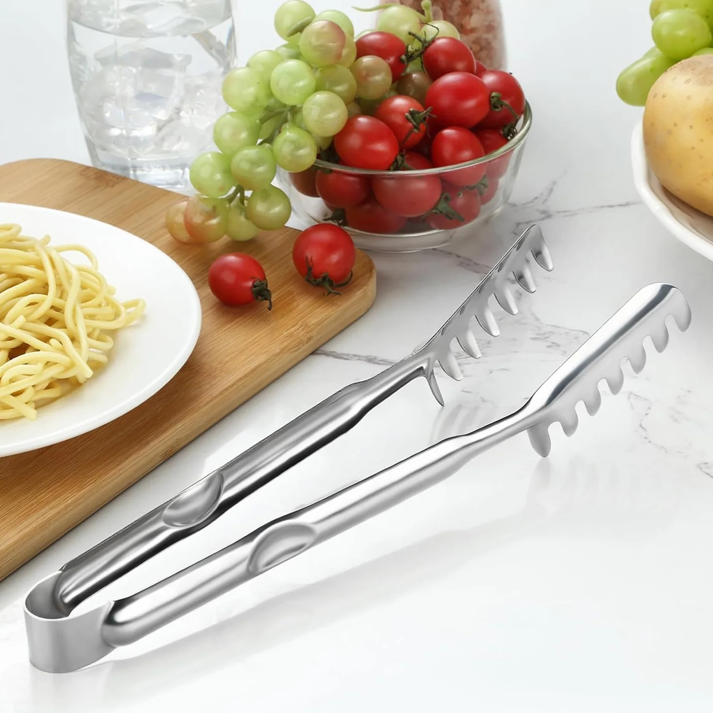 Pleafind cuchara espaguetis pinzas 33cm 29cm antiadherente acero inoxidable servidor conjunto
