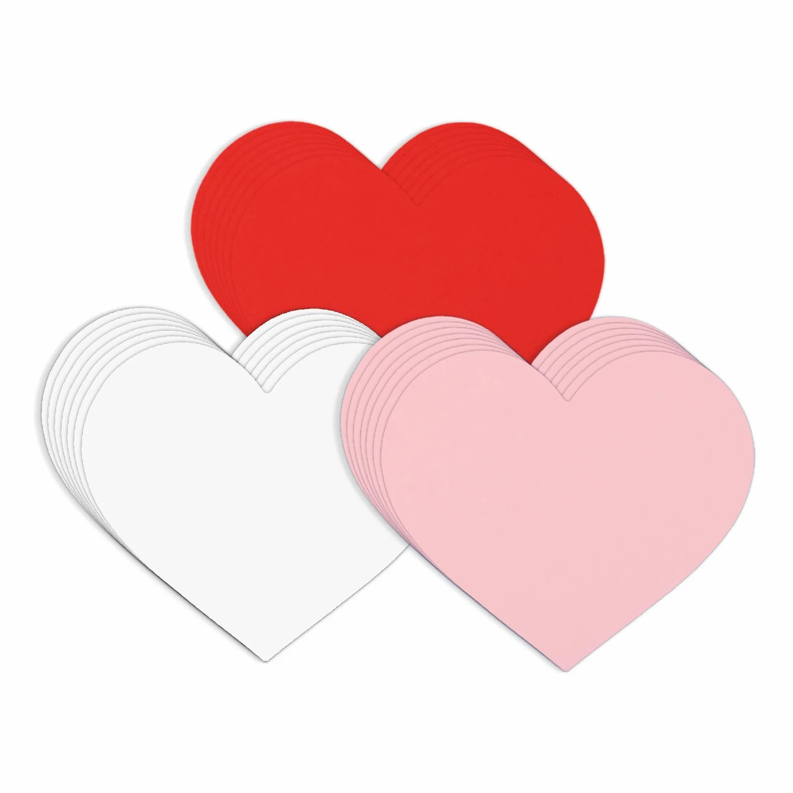72uds 15,3x13,2cm Recortes de Papel de Corazón, 3 Colores Recortes Grandes en Forma de Corazón Doble Cara Cartulina de Amor Manualidades San Valentín para Niños Tablón de Anuncios