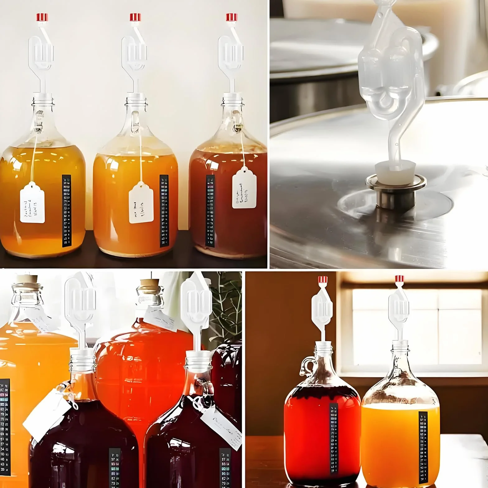 Tubo de Fermentación Airlock con Tapón de Goma, Esclusa de Aire Transparente para Cerveza, Vino y Chucrut, 170mm