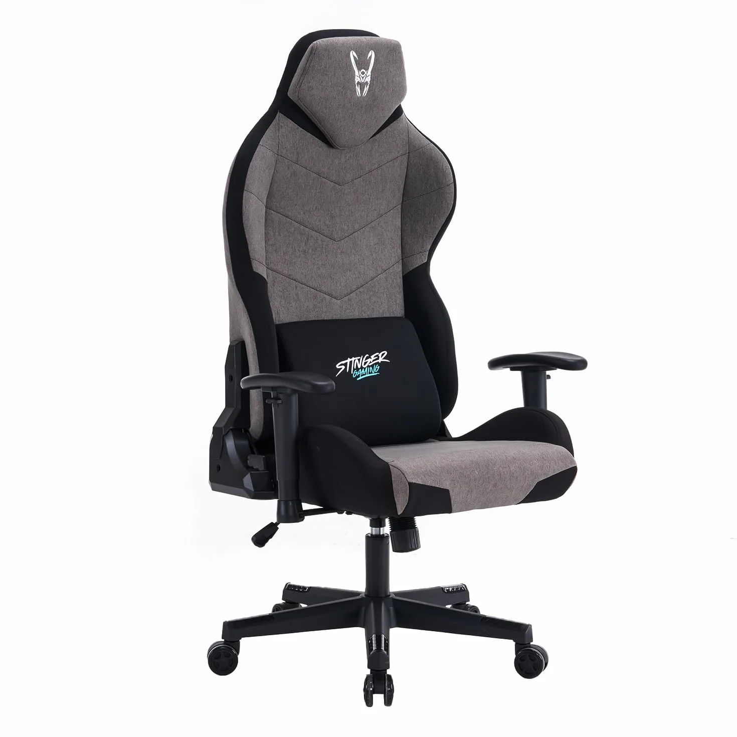 Woxter Stinger Station Titan Dark Silla Gaming Oficina Eje Acero Levantamiento Pistón Gas Tela Antimanchas Reposabrazos 2D Foam Racing Cojín Lumbar