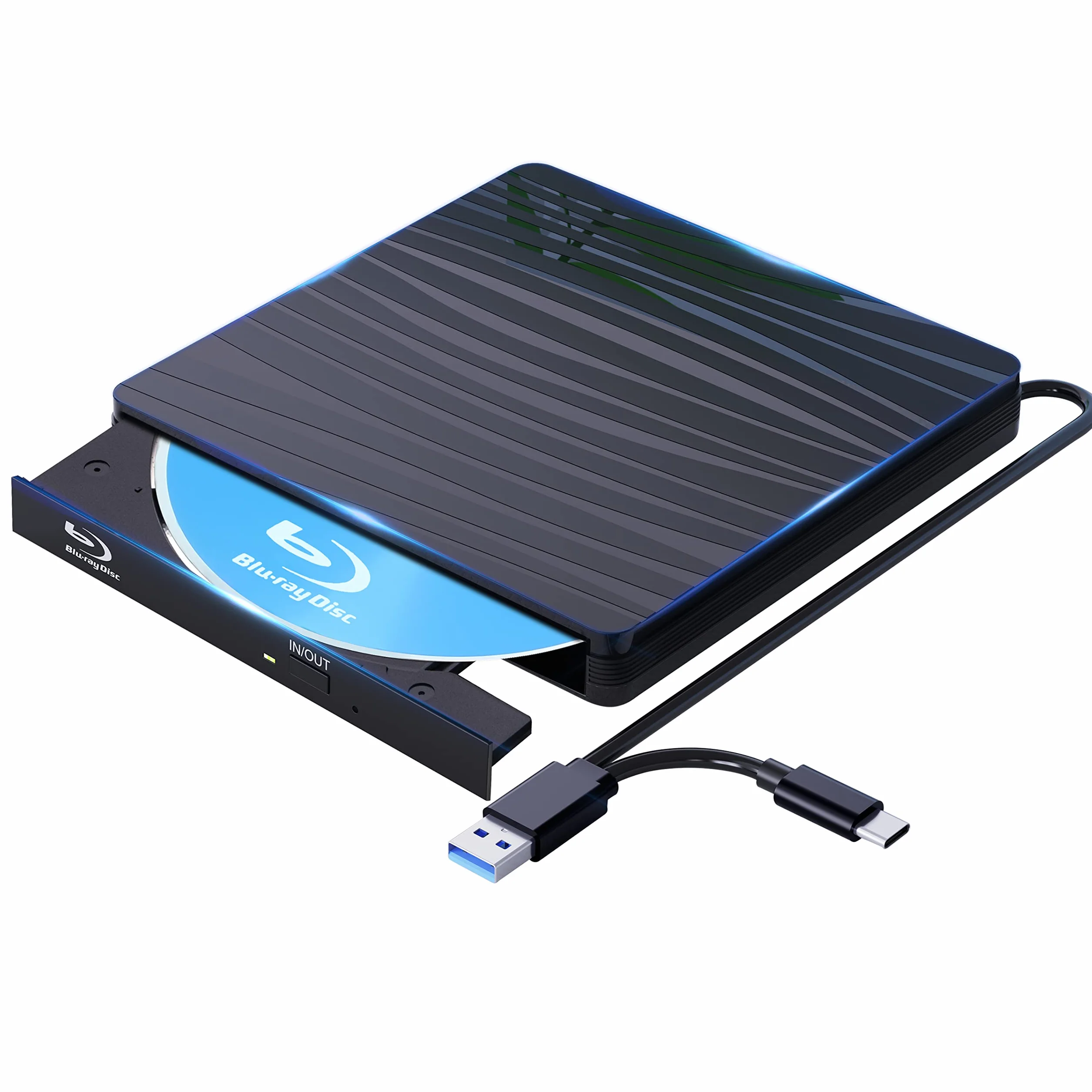 Lector Bluray Externo 50G, Type-C y USB 3.0 Grabadora Bluray Unidad Externa BD CD DVD ROM RW BLU-Ray para Ordenador portátil PC Mac Windows 11/10/8/7/XP/Linux/MacOS HD 4K