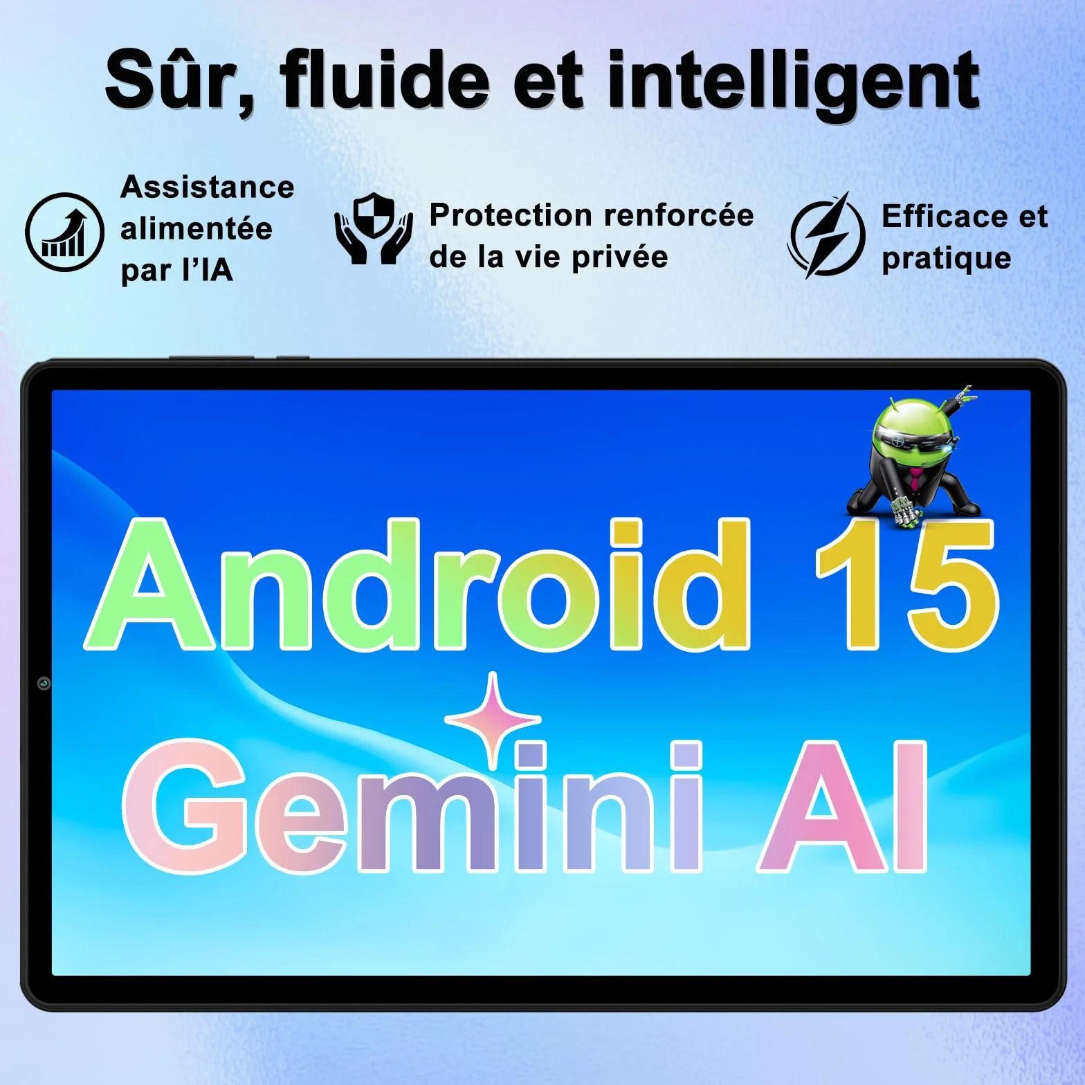 Tablet 10 Pulgadas Android 15 con Gemini AI, 30 GB RAM + Ampliable 2 TB ROM, Widevine L1, WiFi 5G, Batería 6000 mAh, con Teclado, Ratón y Funda para Estudio, Trabajo y Entretenimiento - Negro Grafito