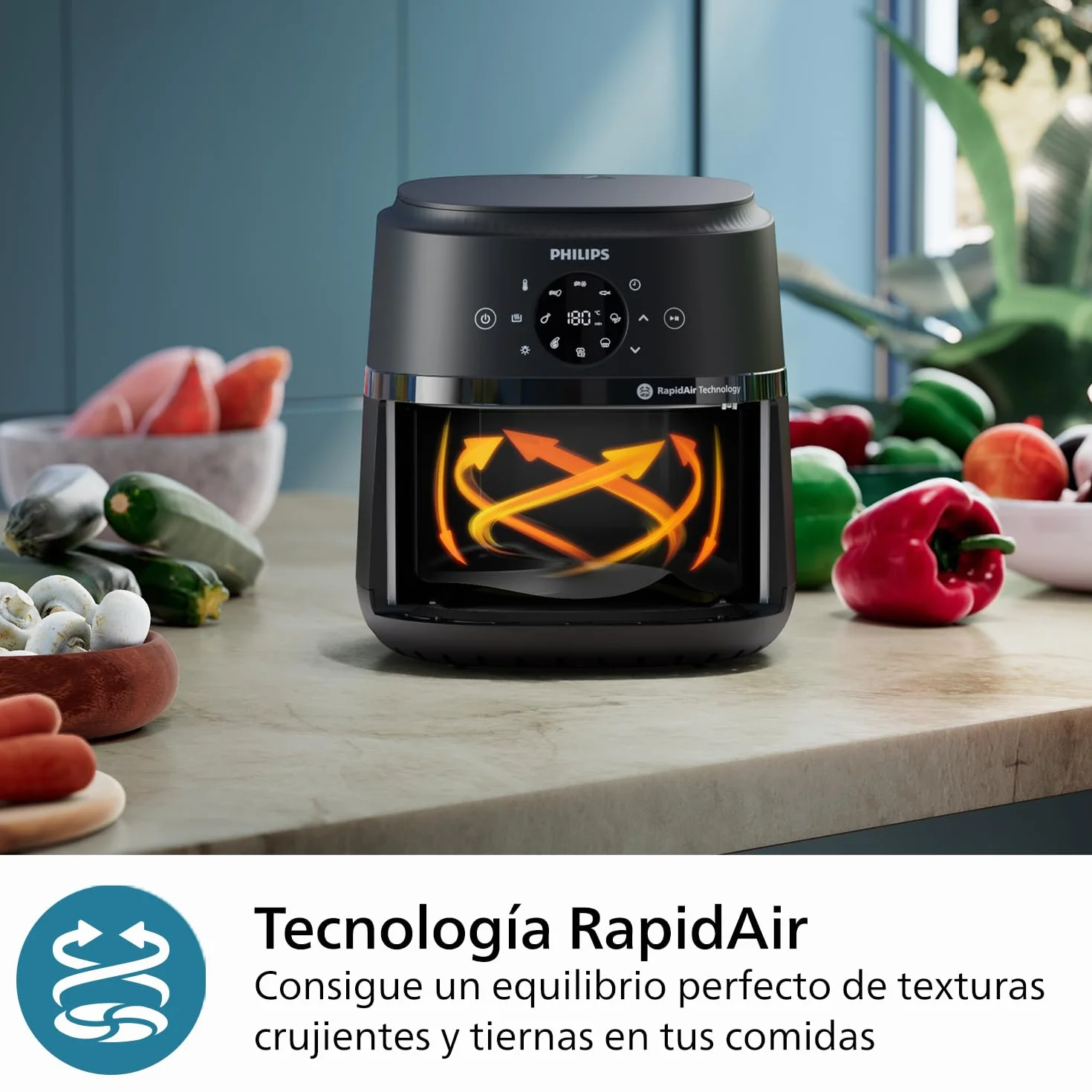 Philips Airfryer 2000 Series Freidora Clásica 6,2L RapidAir 13 Modos de Cocinado Pantalla Táctil NA230/00