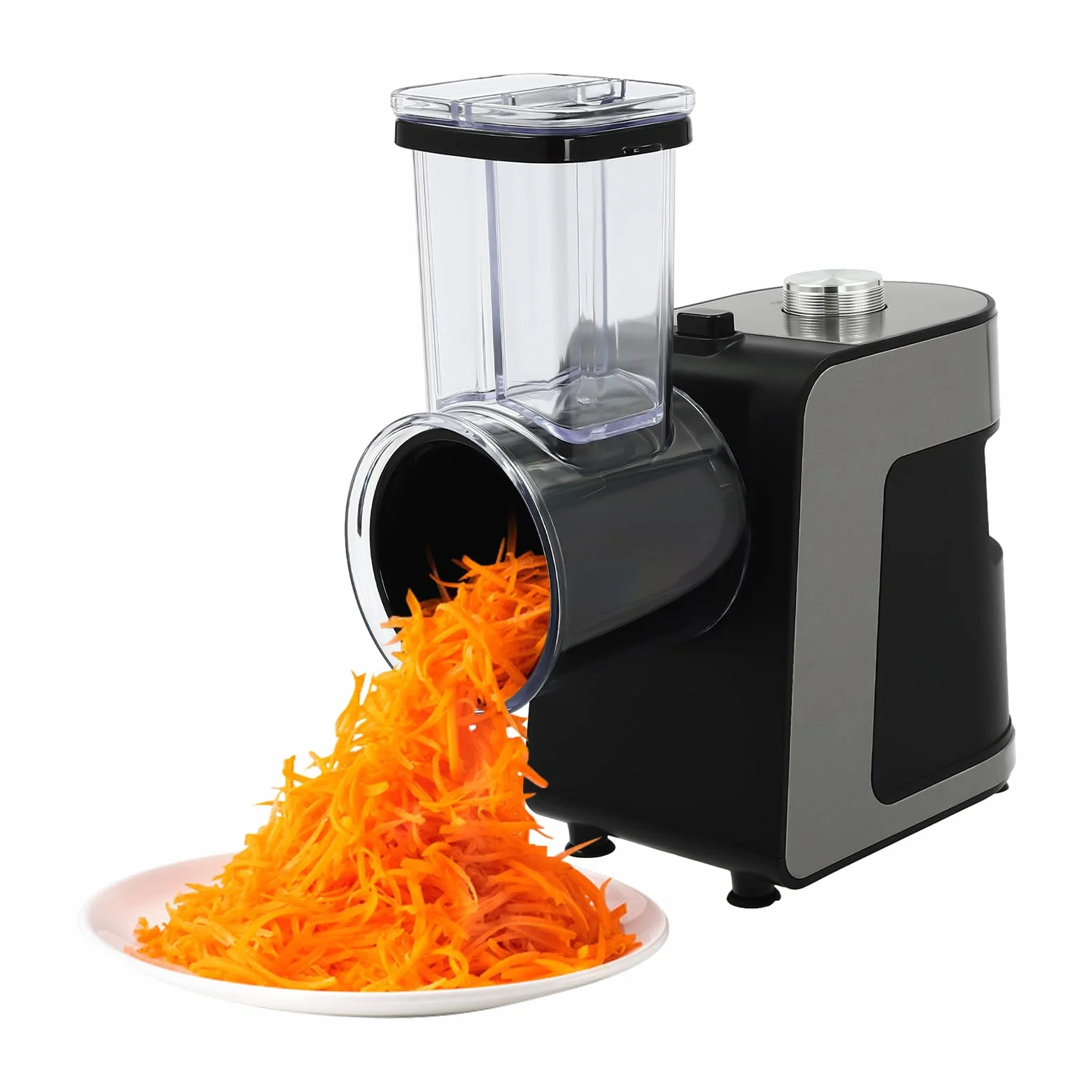 Rallador eléctrico para verduras (1000 W, cortador de verduras profesional con 10 cuchillas, para rallar patatas, rábano, pepino, cebolla en cocina, restaurante