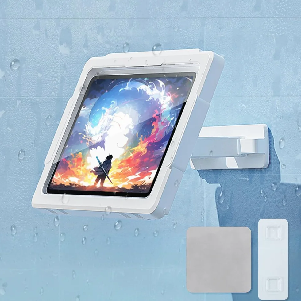 HOTUT Soporte para Tablet de Ducha, Soporte para teléfono de Ducha, Impermeable, rotación de 360°, antivaho, Alta sensibilidad, Pantalla táctil HD, Soporte Pared, se Adapta a Todos los Dispositivos