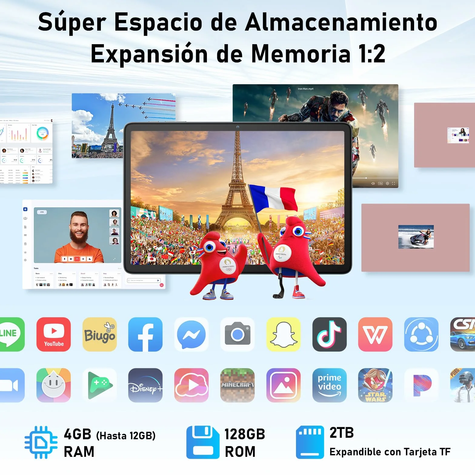 Blackview Tablet Android 15 Tab 60 WiFi 10 Pulgadas, PC Tableta, 12GB RAM + 128GB ROM/2TB TF, WiFi 6 Widevine L1, PC Mode 5100 mAh Batería Tablets Gaming Dual Cámara 8MP+5MP/WPS Suite/HD IPS