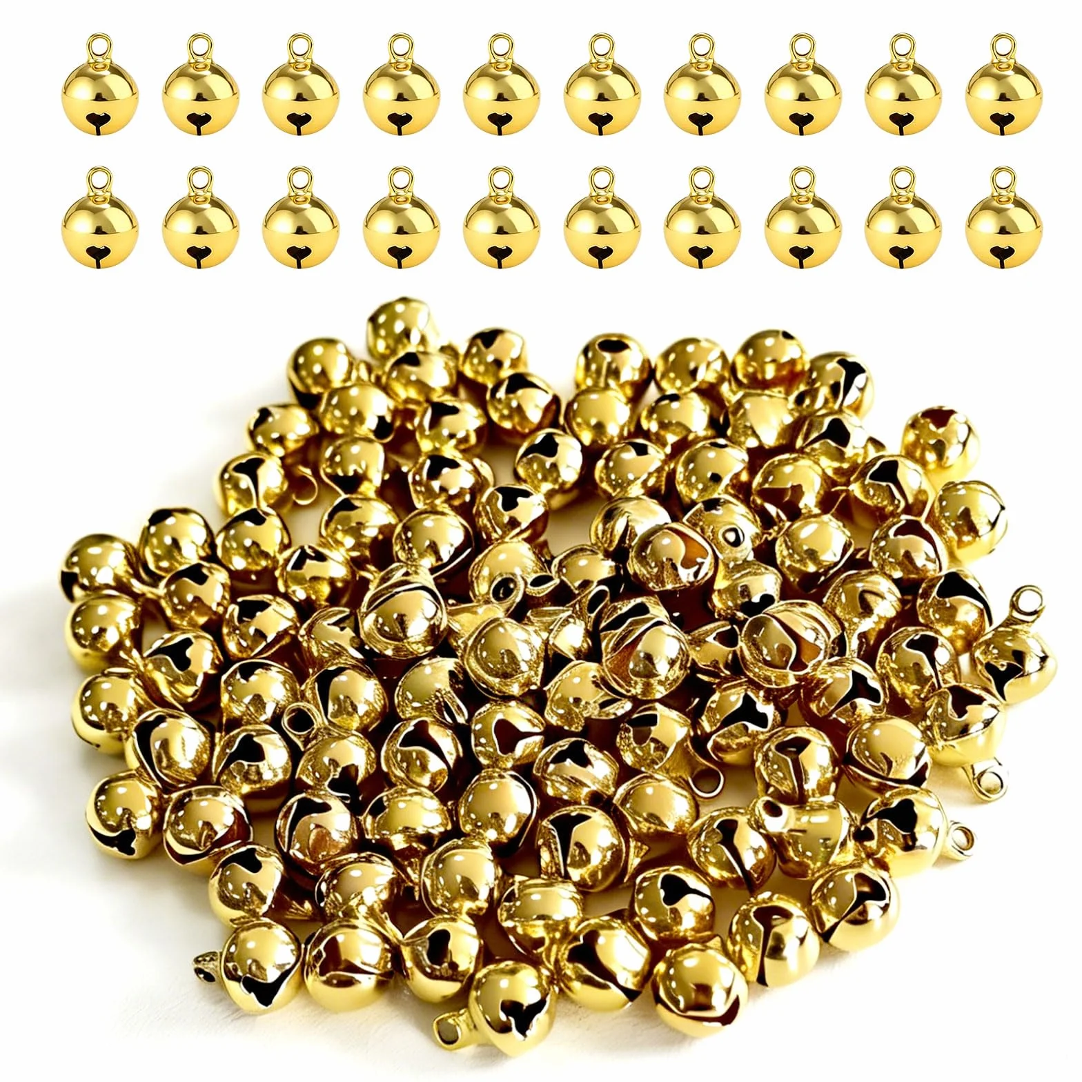 Lote de 100 Cascabeles de Cobre 9 x 6 mm para Decoración y Manualidades