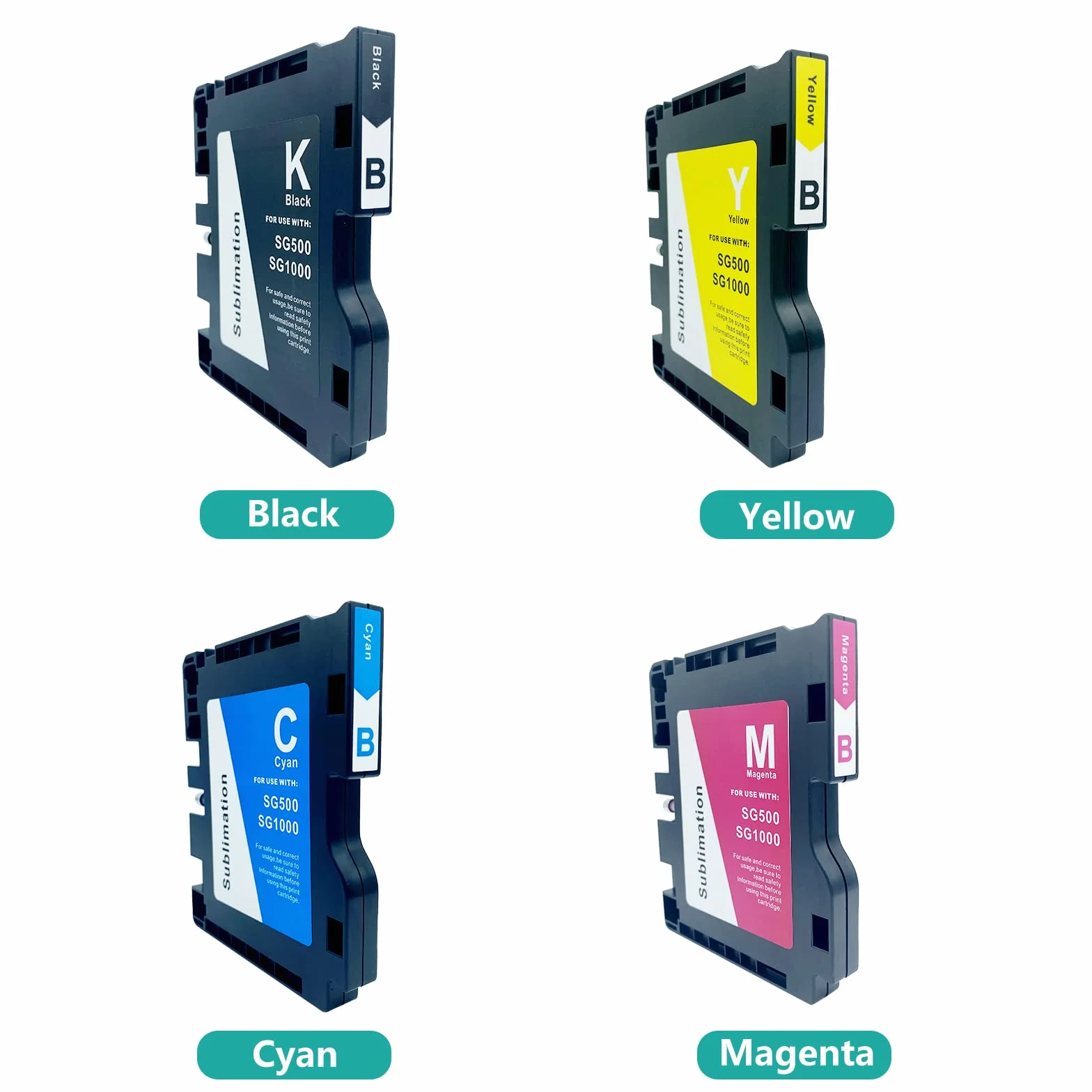 Cartuchos de tinta de sublimación compatibles con impresora Sawgrass Virtuoso SG500 SG1000, 4 colores (negro, cian, magenta, amarillo) (versión A)