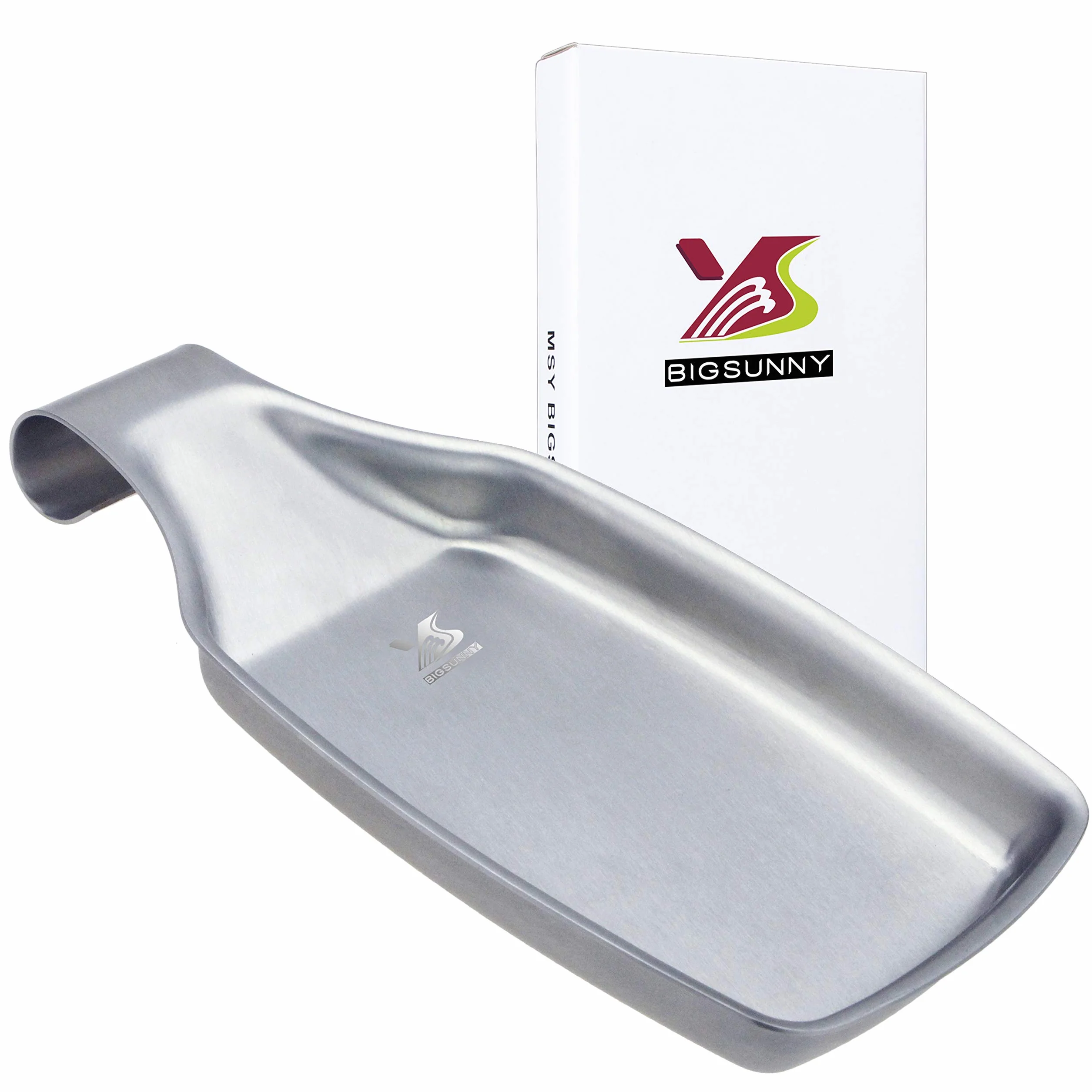 BIGSUNNY Oversized cuchara descansa para cocina acero inoxidable cepillado 18/8