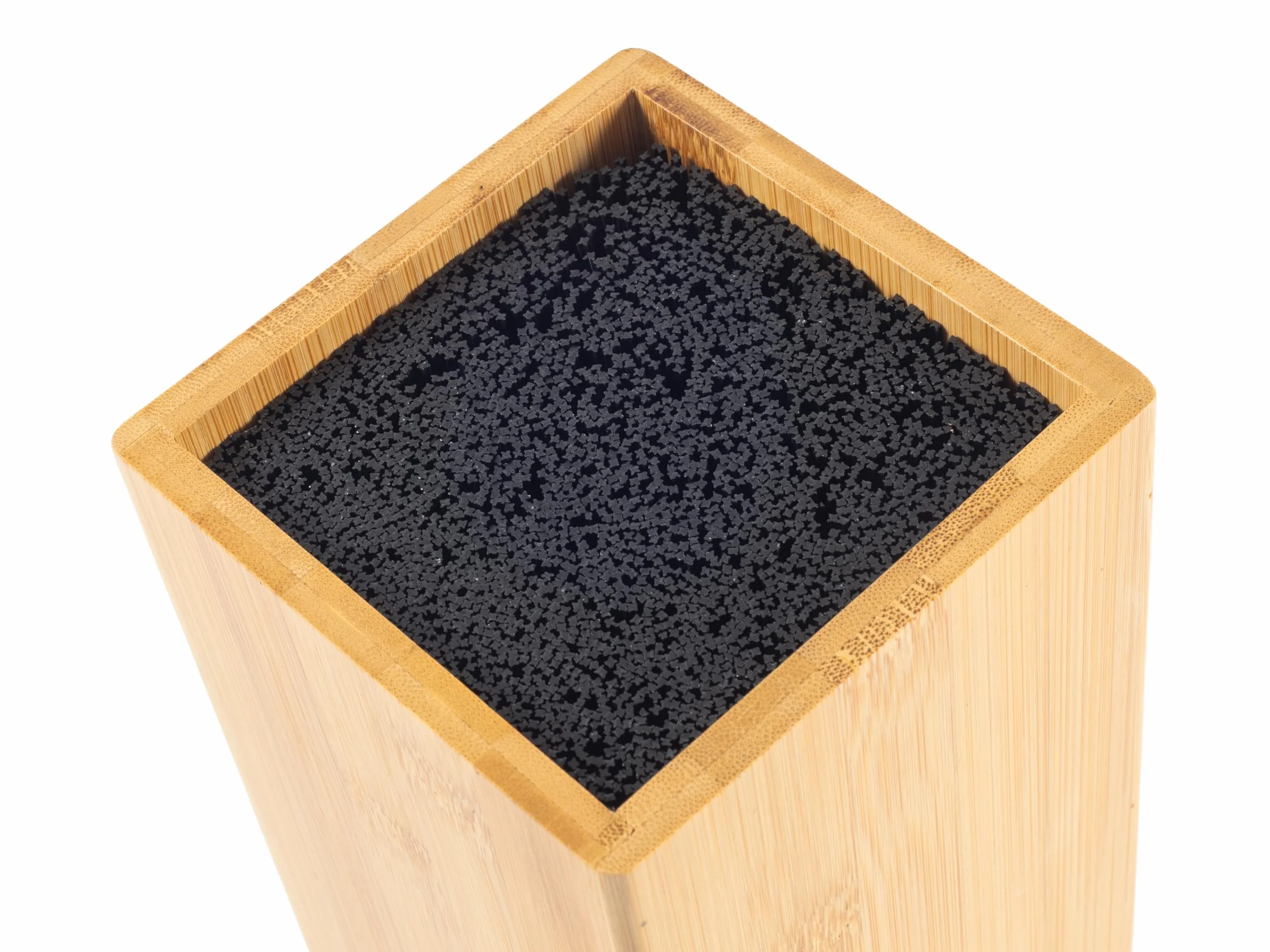 Hanseküche Bloque de cuchillos de bambú marrón - Soporte cuadrado con tabla de cortar