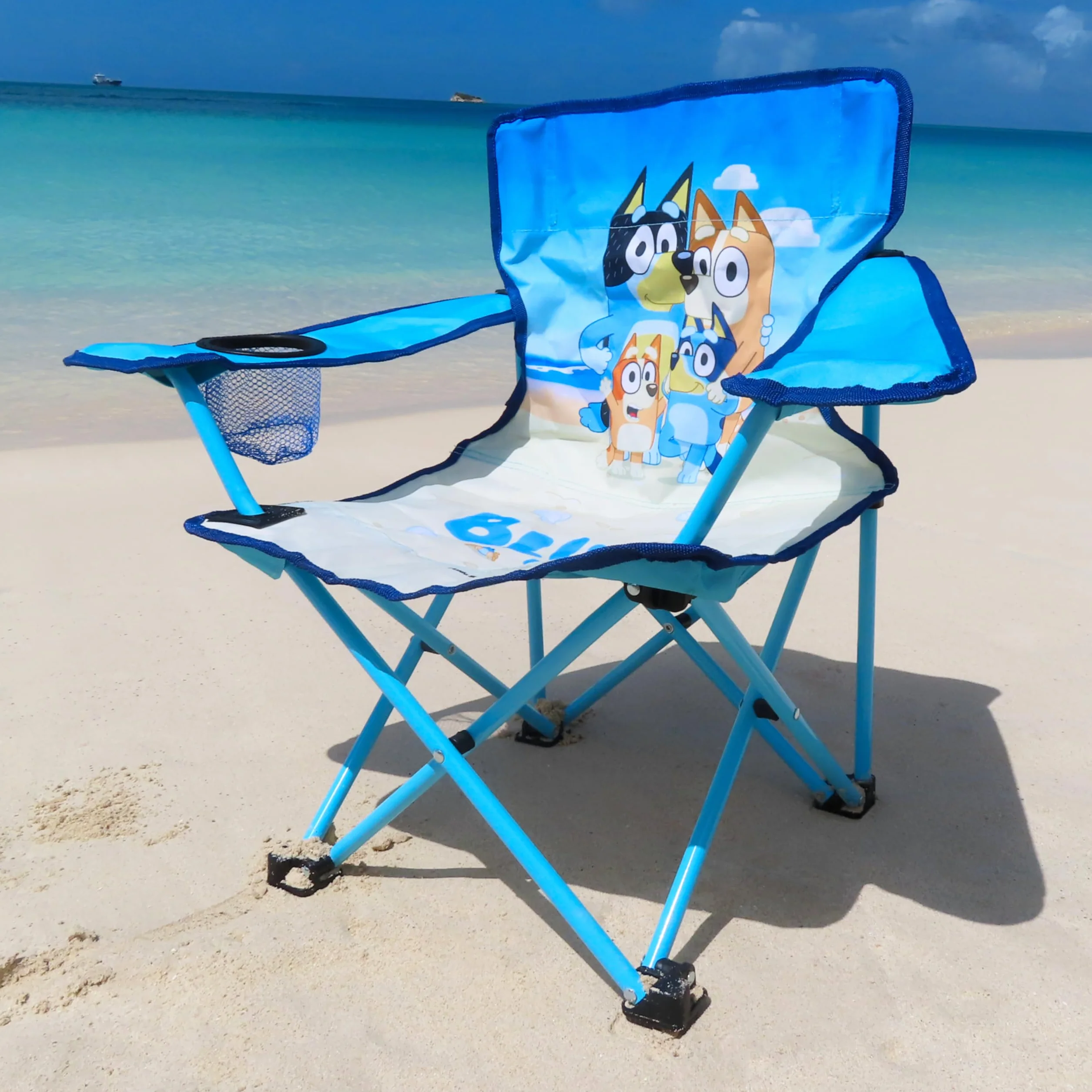 Toyland Silla Plegable para Acampar para niños Bluey & Bingo con portavasos