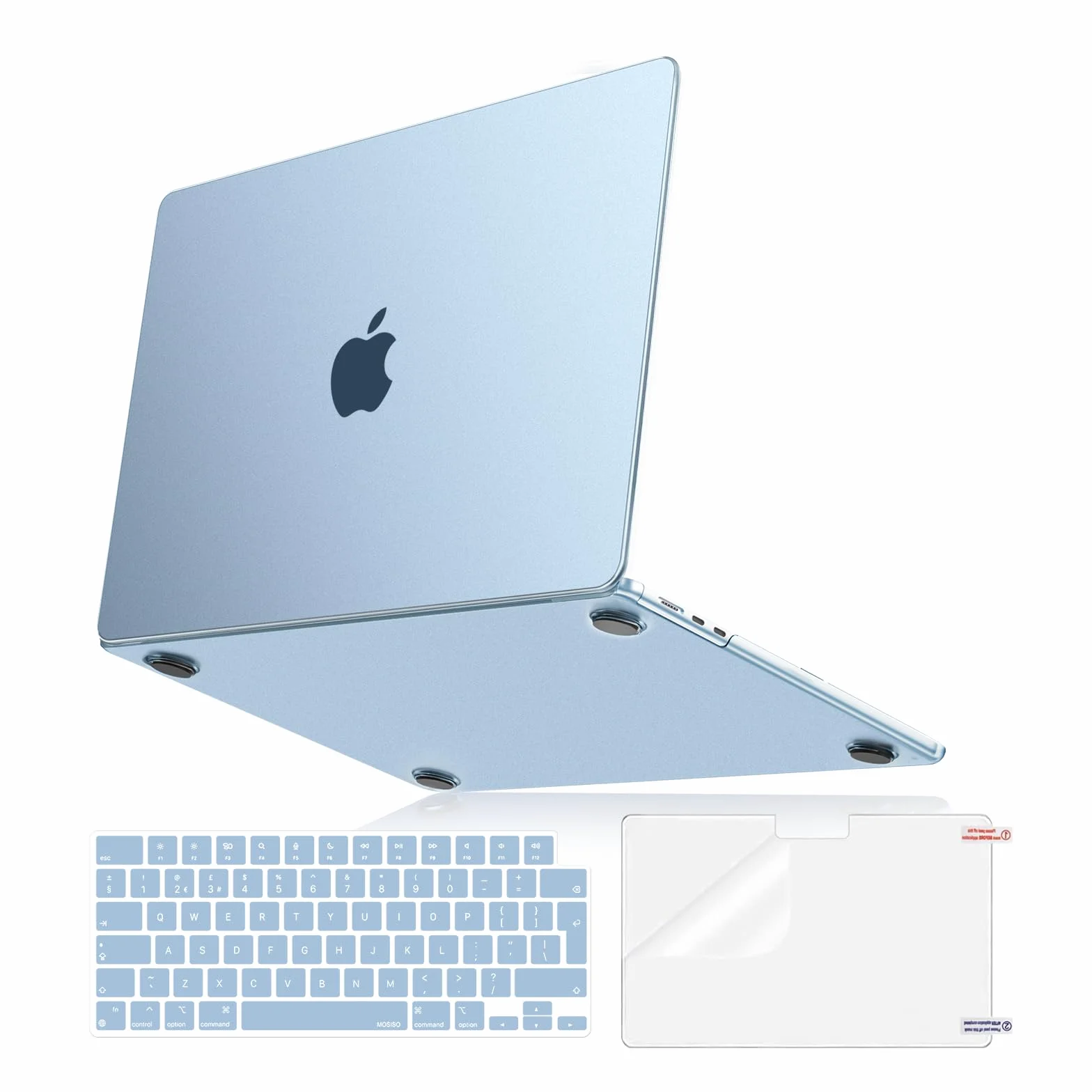 MOSISO Funda Compatible con MacBook Air 13 Pulgadas, 2026-2022 M4 M3 M2, Funda Ultrafina&Tapa Teclado&Película Pantalla para A3240 A3113 A2681, Azul Cielo Claro