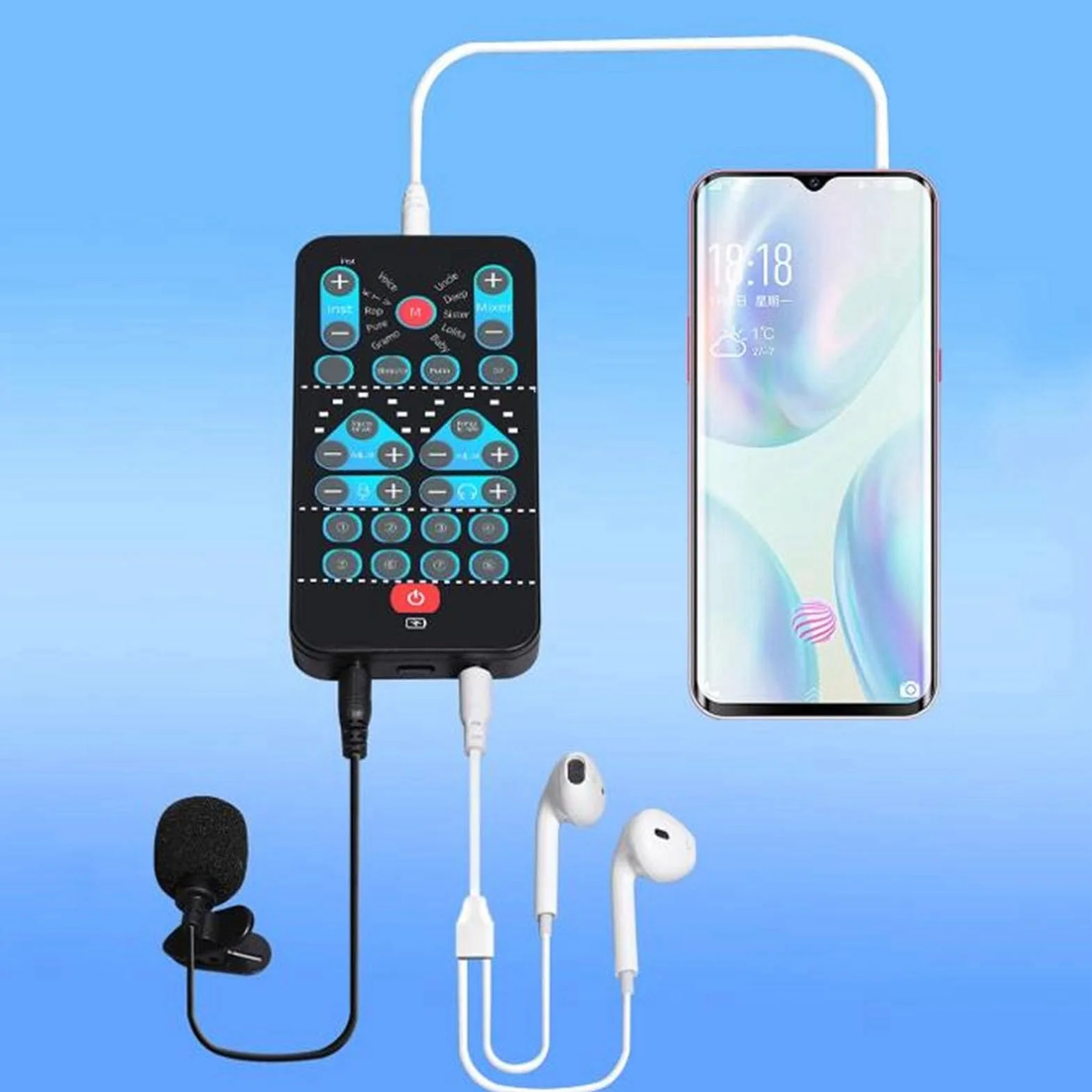 Cambiador de Voz de Mano, Tarjeta de Sonido de Mano, Dispositivo Cambiador de Voz Mini con 8 Efectos de Sonido Fijos, Dispositivo Cambiador de Voz Mini, Cambiador de Voz Ghostface
