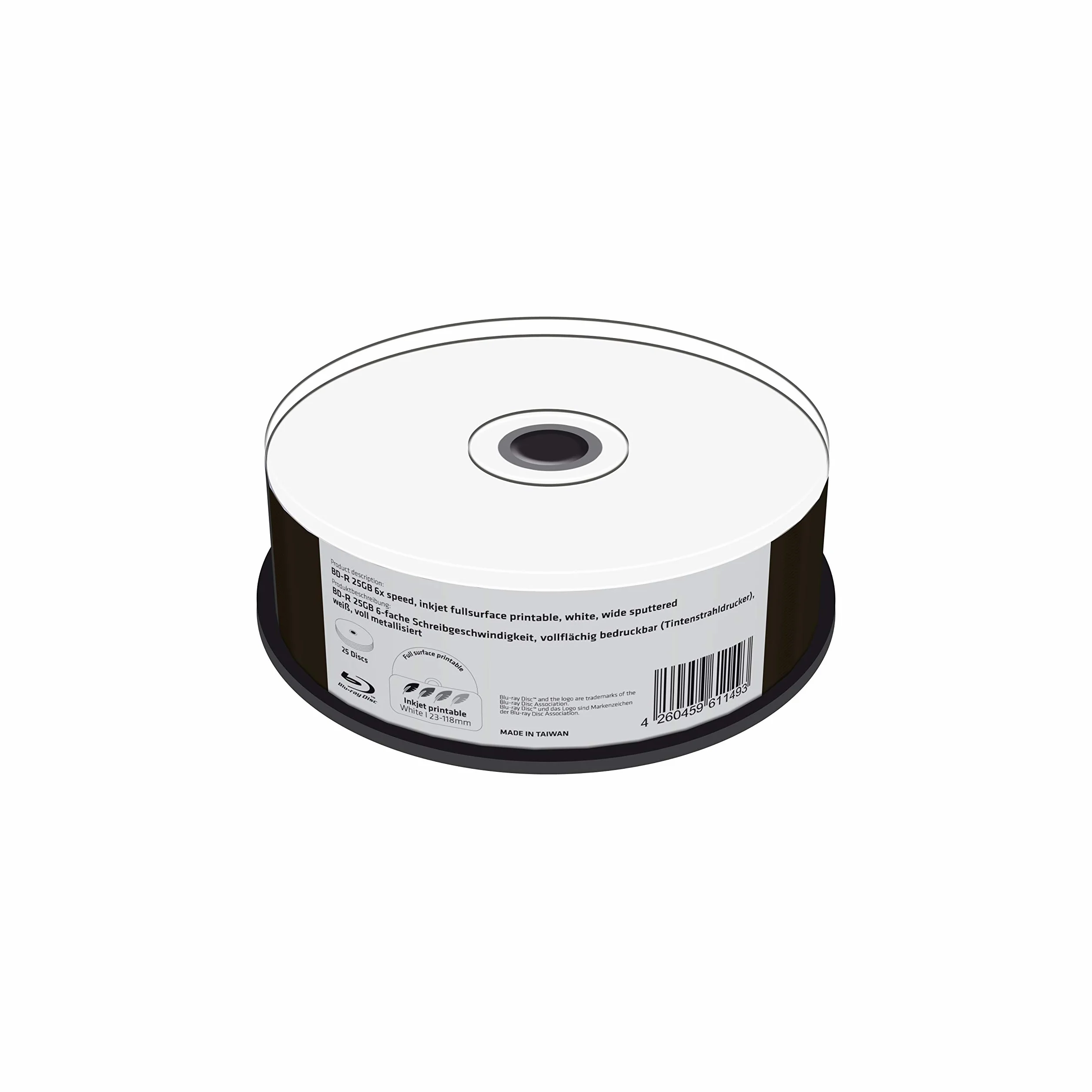 MediaRange MR512 disco blu-ray lectura/escritura (BD) BD-R 25 GB 25 pieza(s) - BD-RE vírgenes (BD-R, 25 GB, Blanco, 6x, Caja para pastel, 25 pieza(s))