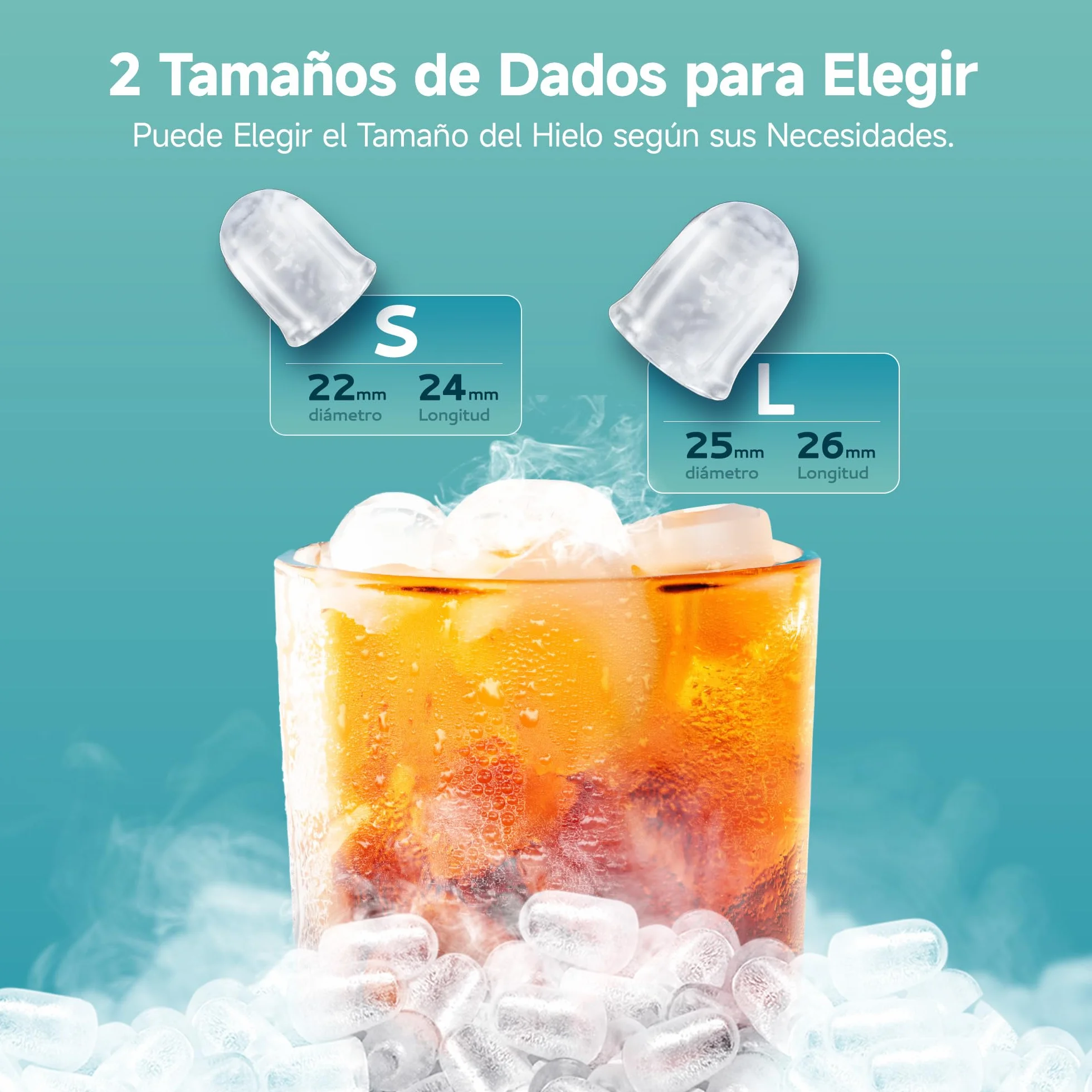 EUHOMY Máquina de Hielo 12Kg/24H 2 Tamaños de Hielo Autolimpiable con Asa y Cesta Plata