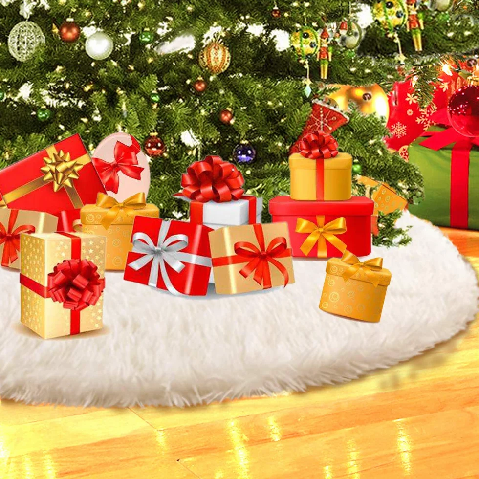 HOWAF Falda de Árbol de Navidad 31 Pulgada Piel Sintética Blanca Decoración Navideña
