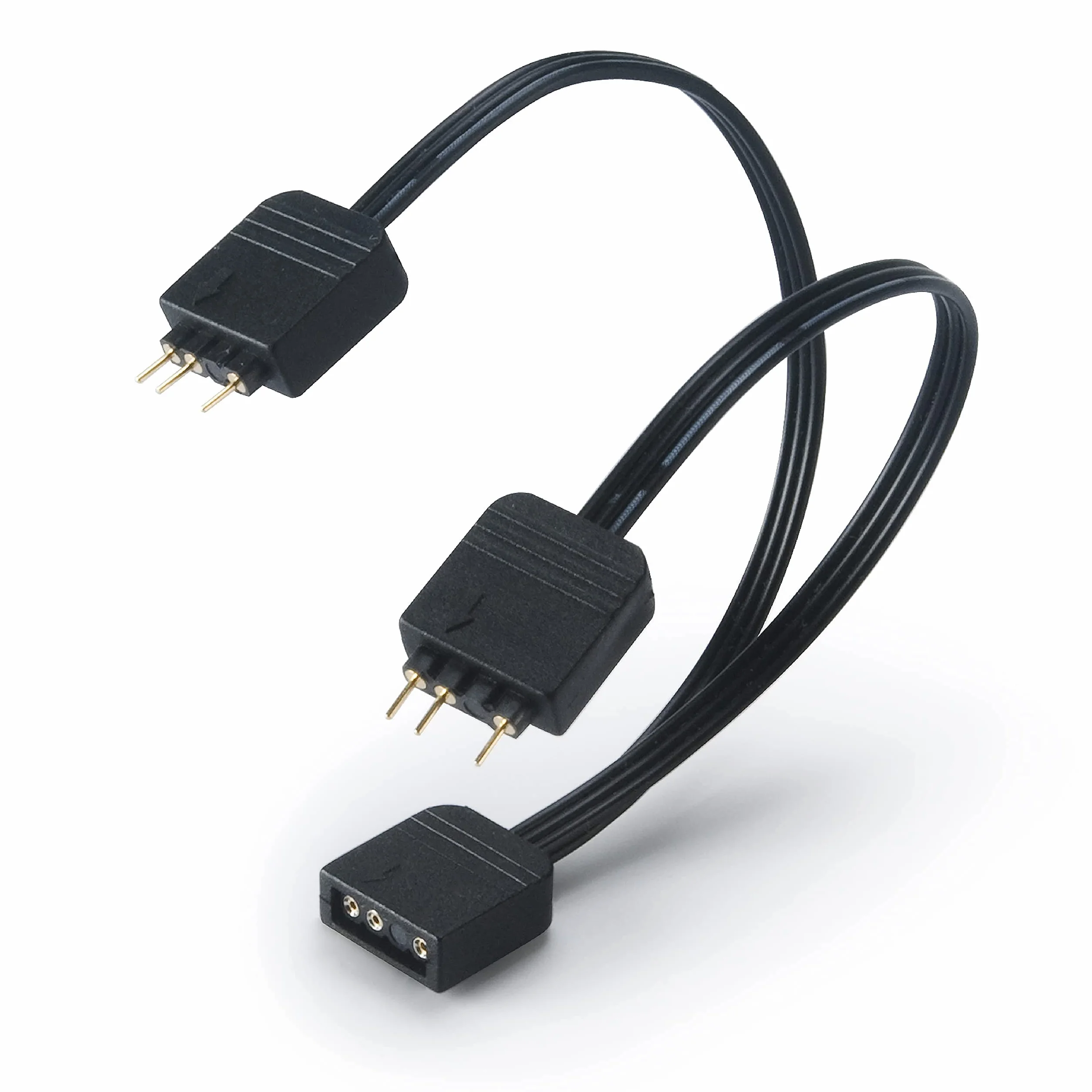 Akasa Cable divisor LED RGB direccionable | Divisor LED aRGB de 1 a 2 | Conector de 3 pines | 1 hembra a 2 machos | 12 cm | AK-CBLD08-12BK
