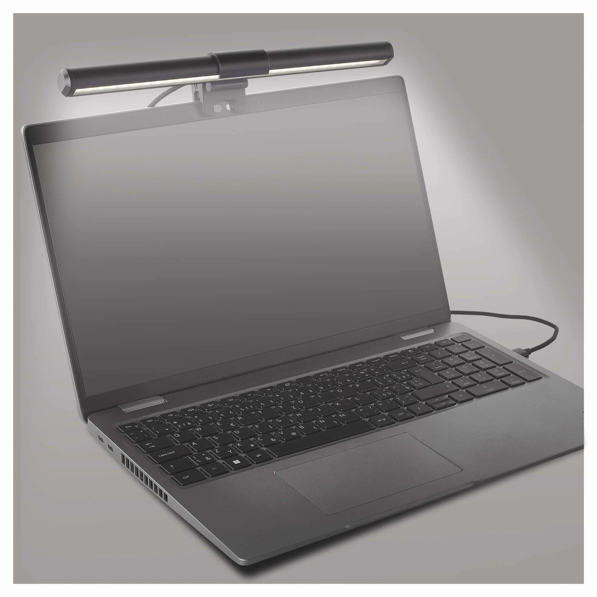 EMOS Lámpara LED para ordenador portátil de 30 cm, 5,6 W con soporte de clip, barra de luz USB de 150 lm, lámpara de pantalla inclinable, intensidad regulable, colores de luz ajustables, vida útil de