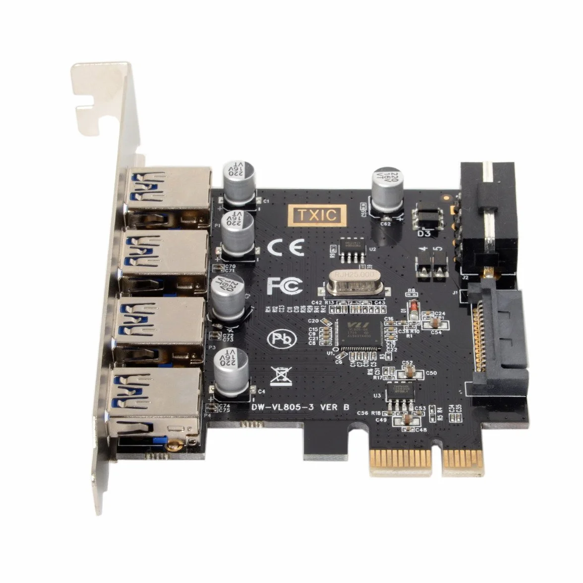 cablecc U3-038 4 Puertos PCI-E a USB 3.0 HUB PCI Express Adaptador de Tarjeta de expansión 5Gbps para Placa Base