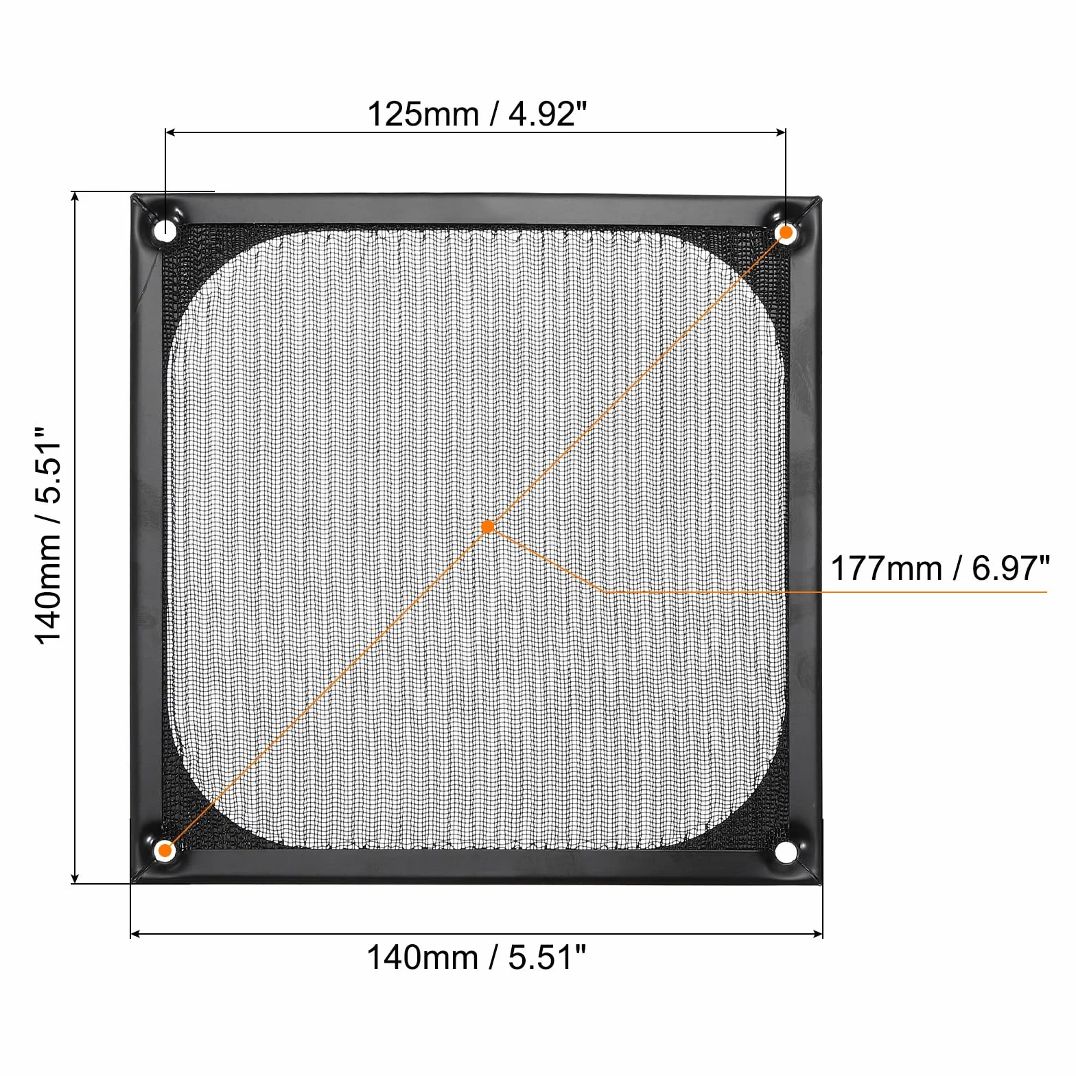PATIKIL Rejilla de Filtro para Ventilador de Ordenador 140 mm con Tornillos Paquete de 4 Marco de Aluminio con Malla de Acero Inoxidable Cubierta a Prueba de Polvo Negro