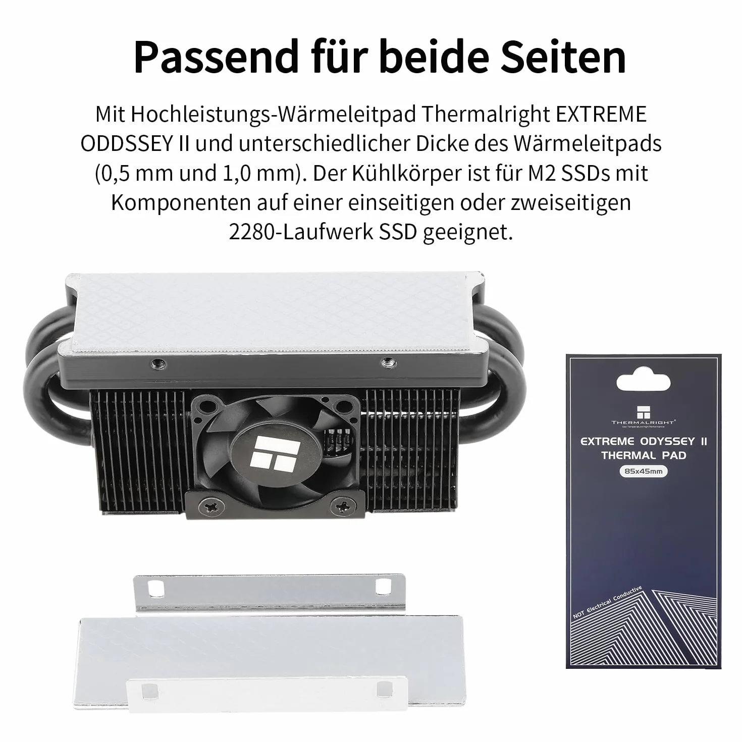 Thermalright HR10 2280 PRO Black SSD, disipador de calor de doble cara, con ventilador PWM pequeño y rápido, almohadilla de silicona térmica para PC SSD 2280 y ordenador