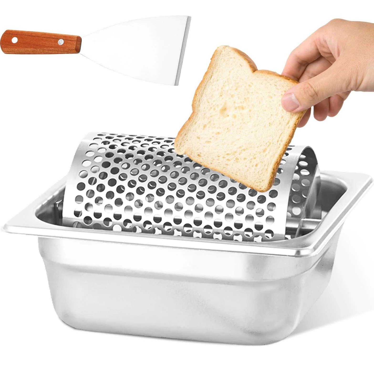 Rodillo de mantequilla de acero inoxidable, rueda de mantequilla para hamburguesas, distribuidor de mantequilla duradero con rueda extraíble, inoxidable e higiénico, dispensador de mantequilla para