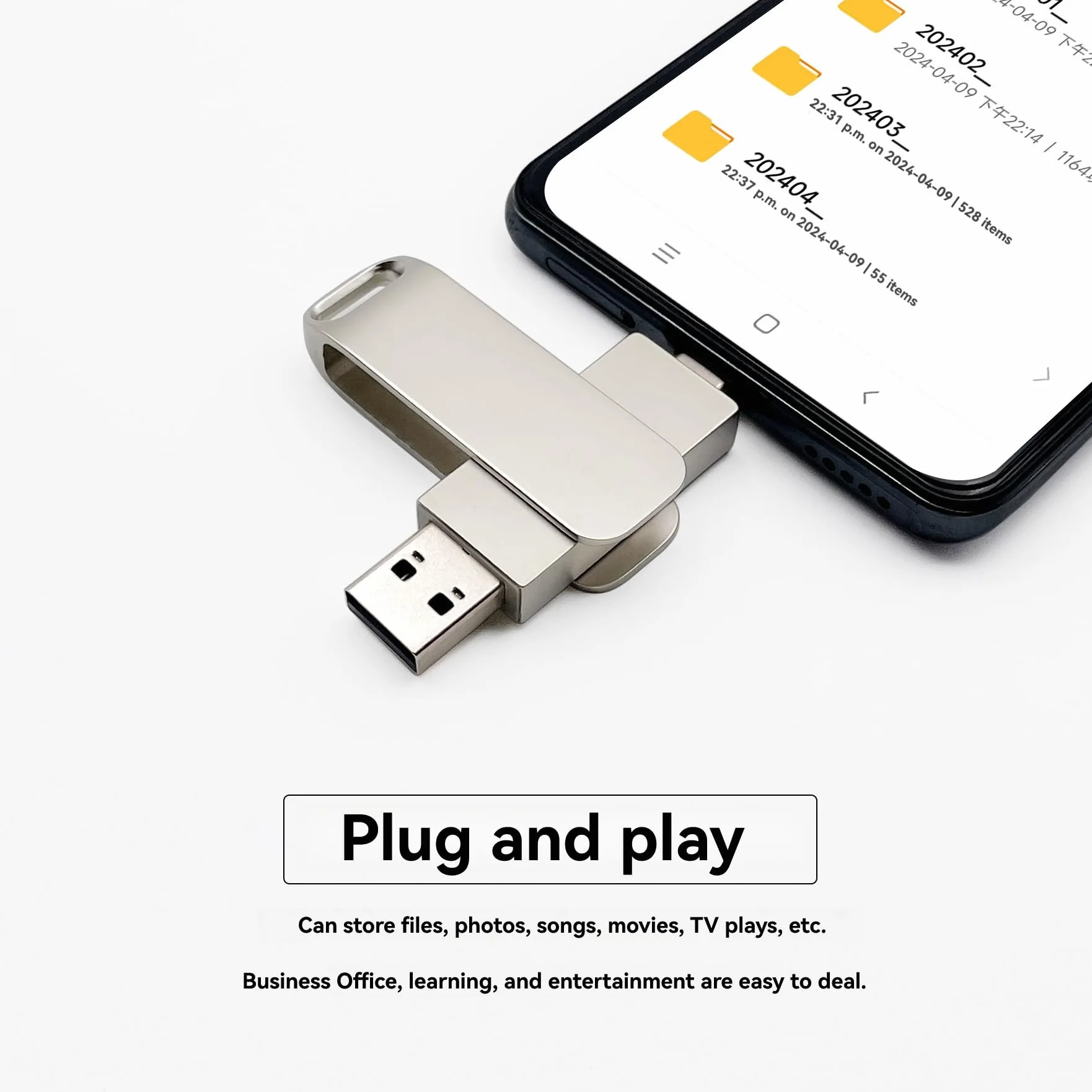 Memoria USB 512GB, Pen Drive USB C 2 en 1 OTG Dual Flash Drive Metal Memory Stick para PC, Tabletas, Macbook, Estéreo de Automóvil, Smartphones,TV