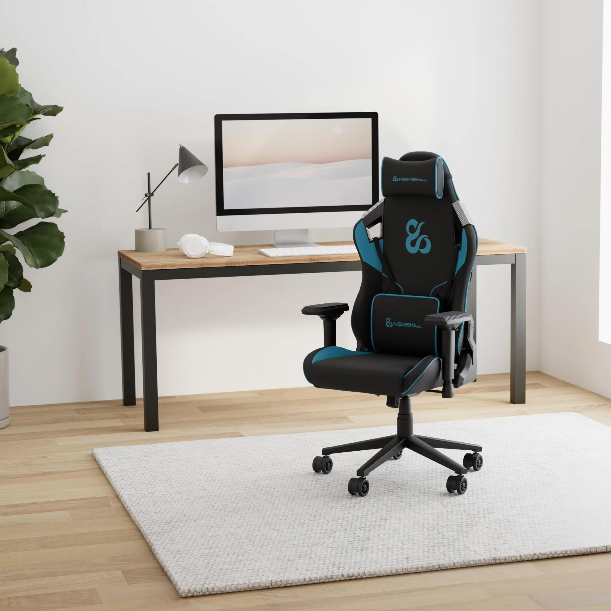 NEWSKILL Takamikura V2 Silla Gaming Ergonómica Reposabrazos 4D Respaldo 180° Tela Transpirable Base Acero Azul