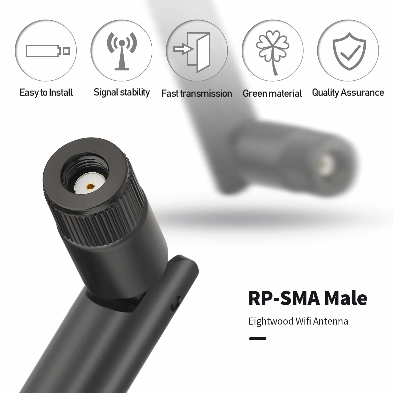 Eightwood Antena WiFi de 2,4 G, 12 dBi, basculante y giratoria, RP SMA, 2 unidades para tarjeta WiFi, tarjetas PCI, router inalámbrico, Bluetooth, ZigBee multidireccional