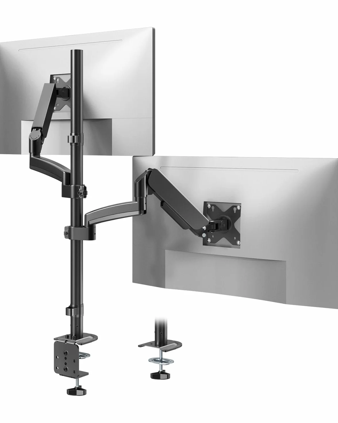 Soporte Monitor Doble Escritorio de 13-32 Pulgadas,Brazo Monitor Doble con Columna Extra Larga,Soporte Pantalla Ordenador hasta 9 kg,VESA 75/100 mm | Brazo extralargo para 2 monitores, soporte de pantalla totalmente ajustable con gestión de cables, VESA 7