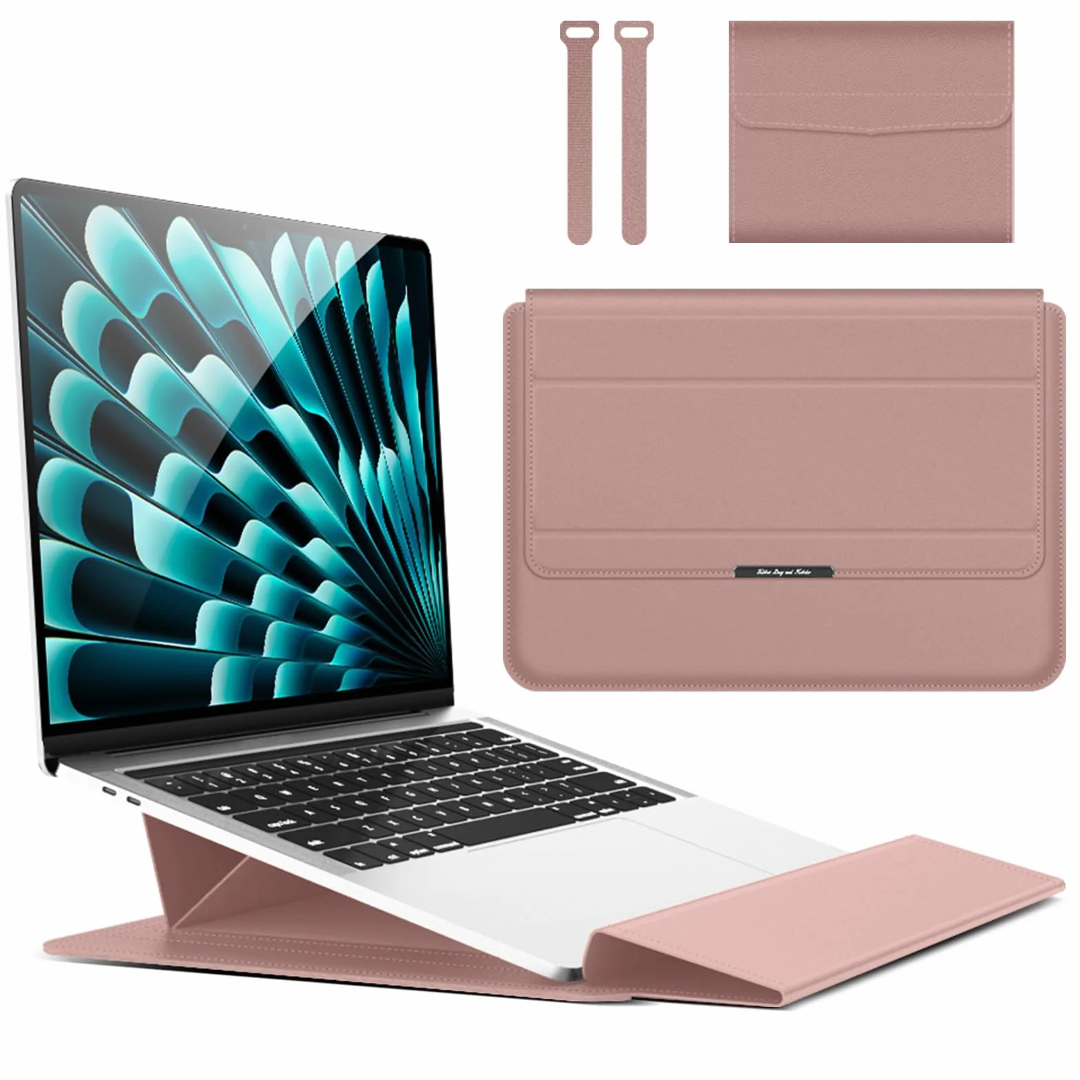 13 14 Pulgadas Funda Portátil con Soporte para MacBook Air 13 M5/M4/M3/M2/M1 (2026-2020), MacBook Pro 13-14 M5/M4/M3/M2/M1 Pro/MAX (2026-2020) Bolsa Transporte PC - Oro Rosa