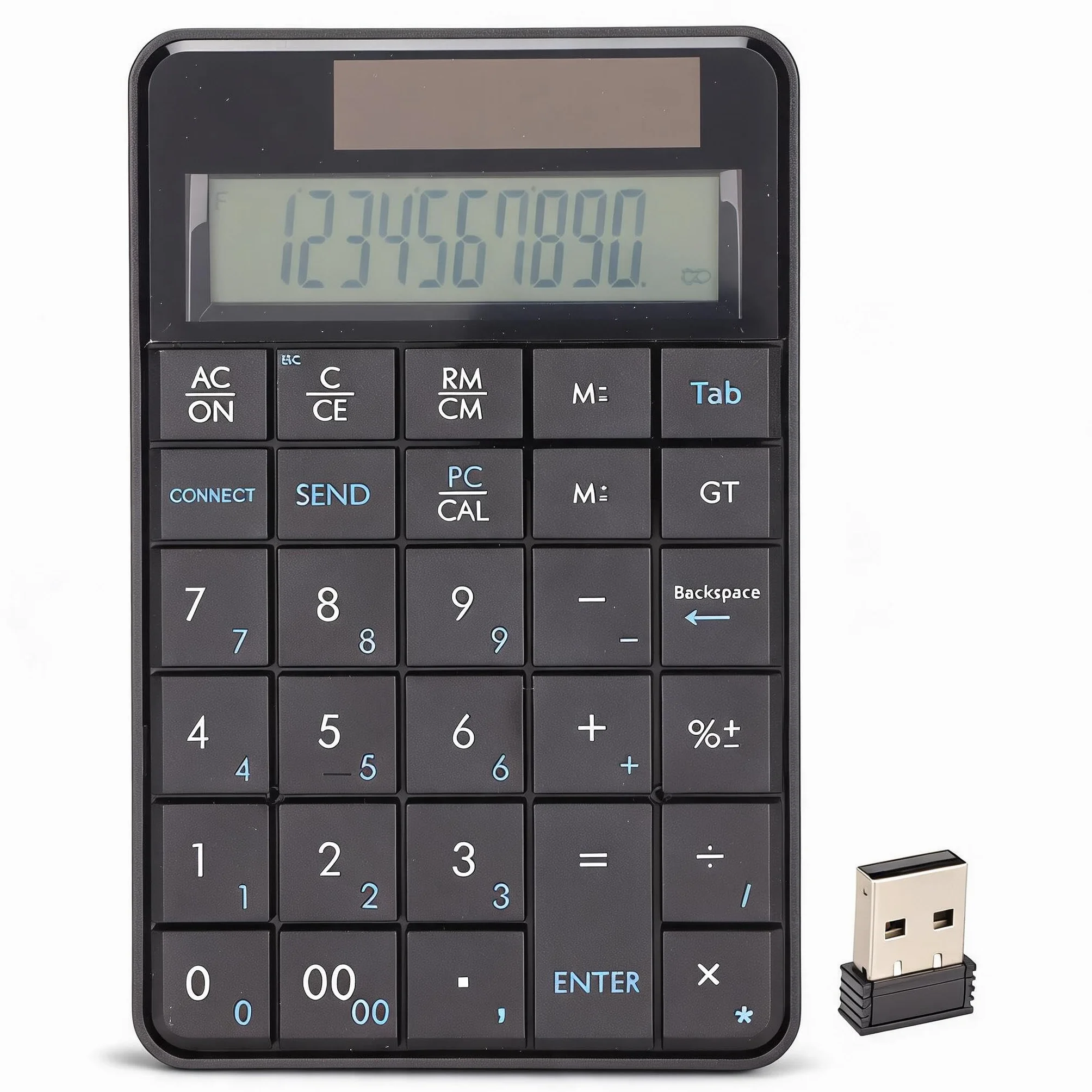 2 en 1 Teclado Numérico Inalámbrico Calculadora Numpad, 29 Teclas 2.4G, Contabilidad Financiera con Receptor USB para Computadora Portátil / Computadora