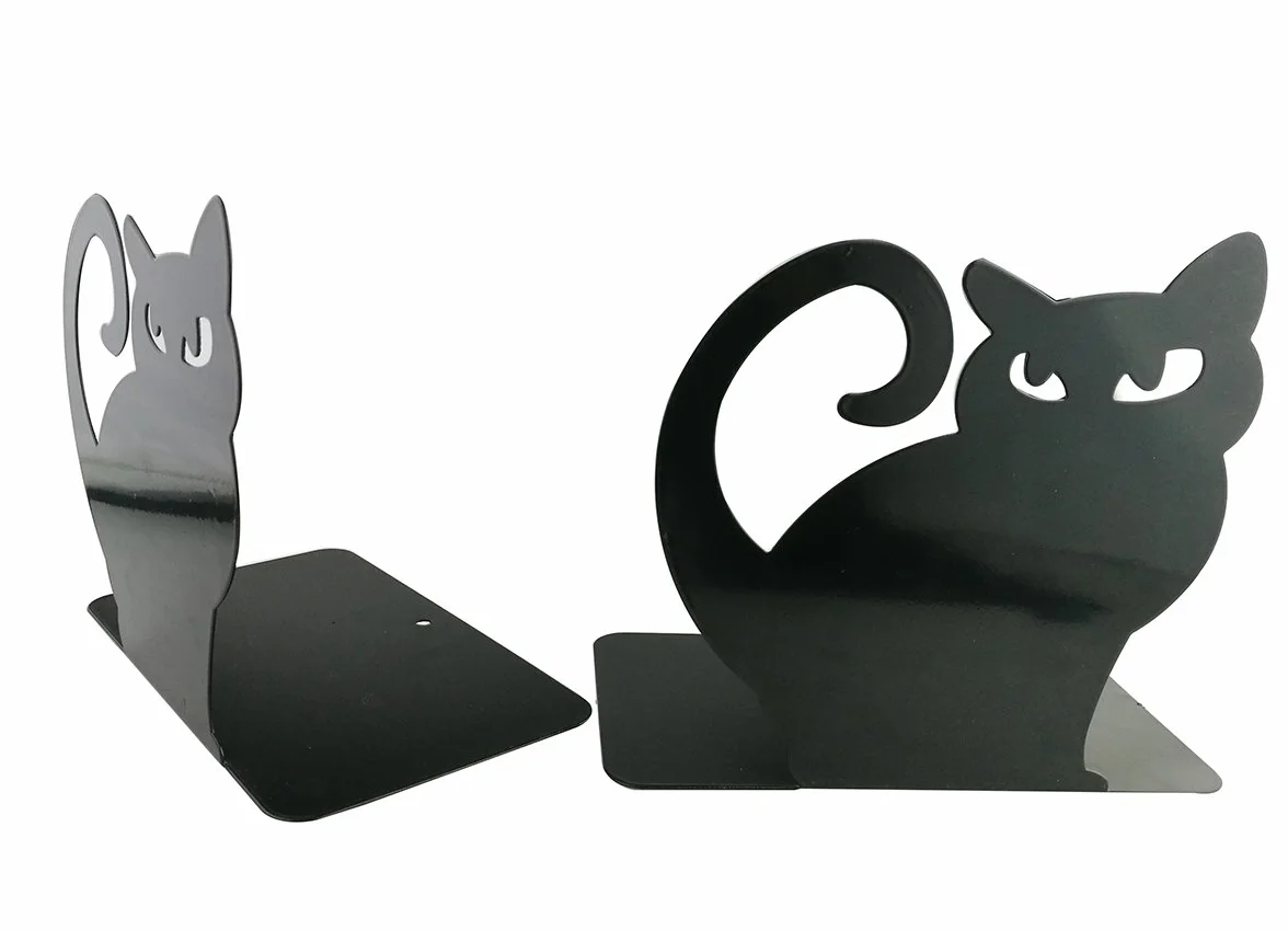 Metal Sujetalibros Antideslizante Engrosamiento Gato Persa Negro Hierro