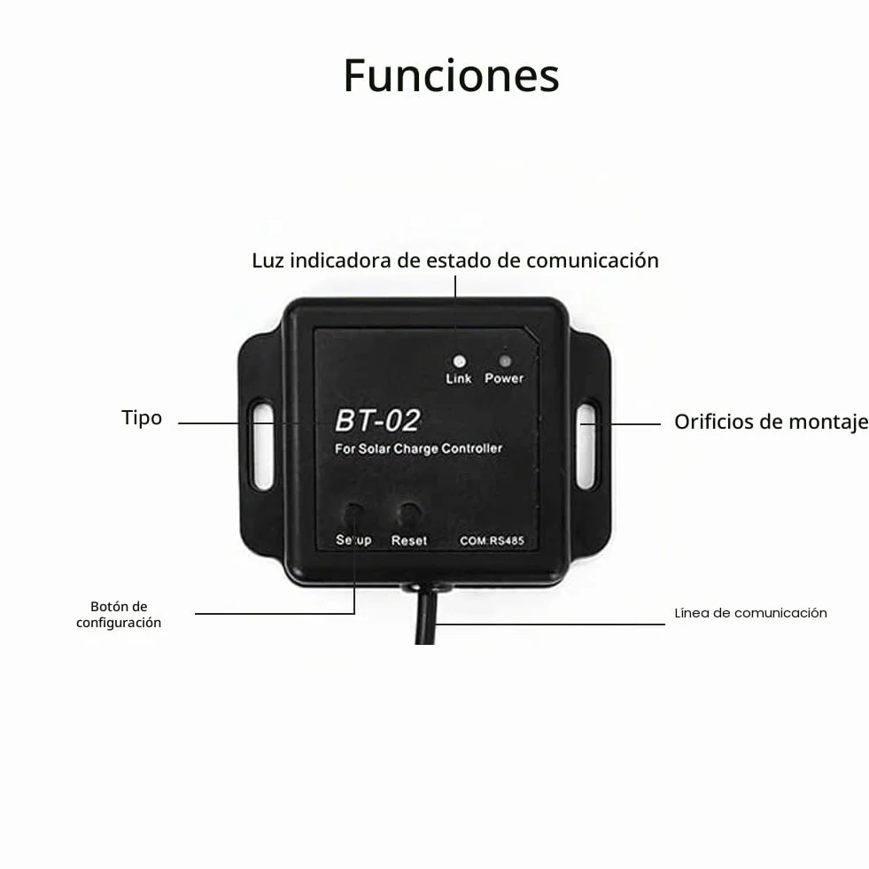 SolaMr BT-02 Bluetooth Módulo de Comunicación Monitor de Datos con RS485 Función de Comunicación Adaptador para Esmart4 y NS / RS Series MPPT Solar Charge Controller
