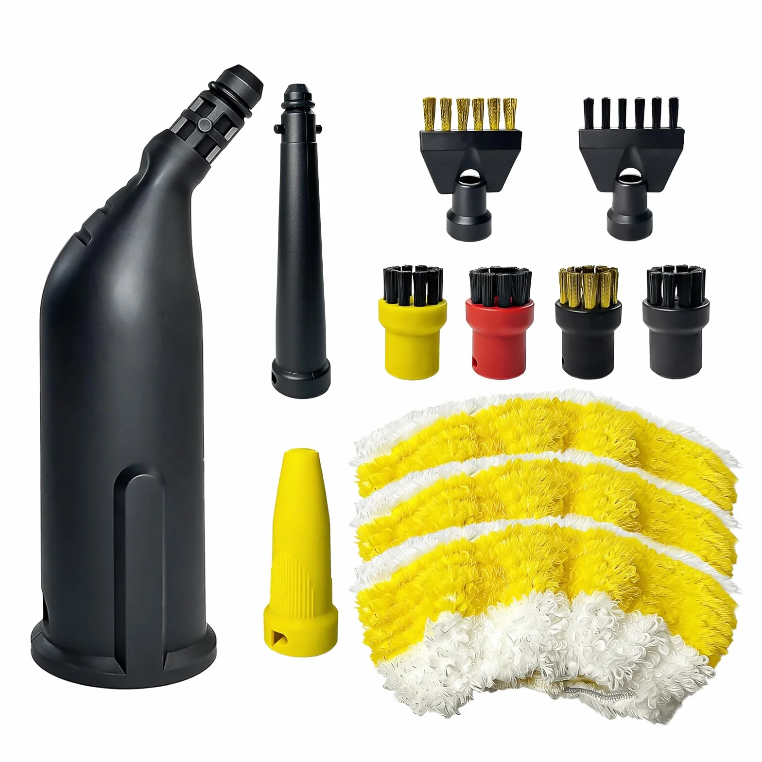 12PCS Accesorios de Limpieza de Vapor para Kärcher Sc1 Sc2 Sc3 Sc4 Sc5, Accesorios de Repuesto para Kärcher con Cepillo Redondo Cepillo para Juntas Boquilla Extendida Paños De Microfibra