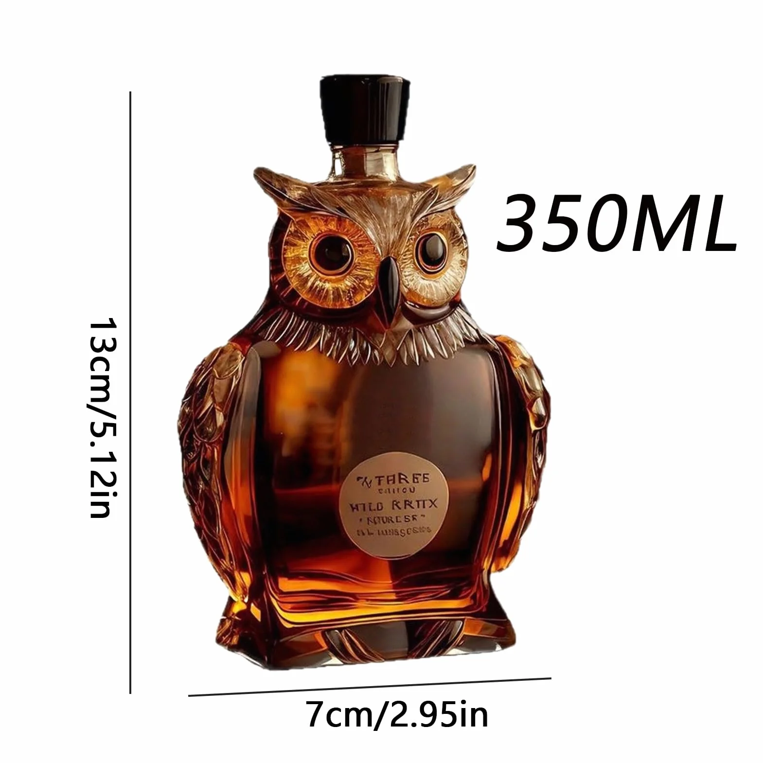 Decantador de Whisky Búho 350 ml Vidrio Animal Vaso Grabado