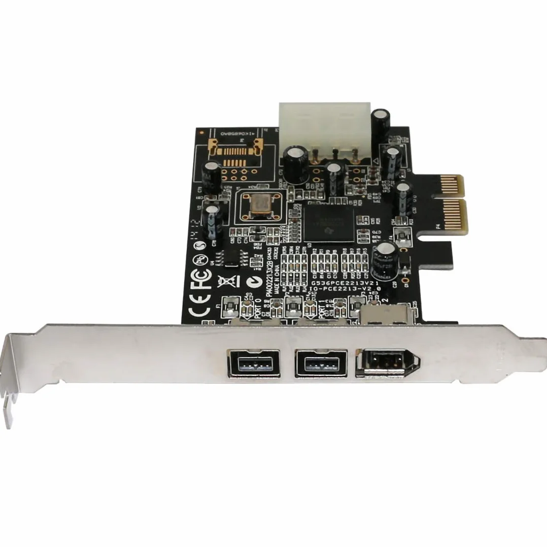 JMT PCIE Combo 3 Puertos 2X 1394B 9Pin 1x 1394A 6Pin PCI-Express Adaptador de Tarjeta FireWire Expansión IEEE 1394 B A para FireWire 800